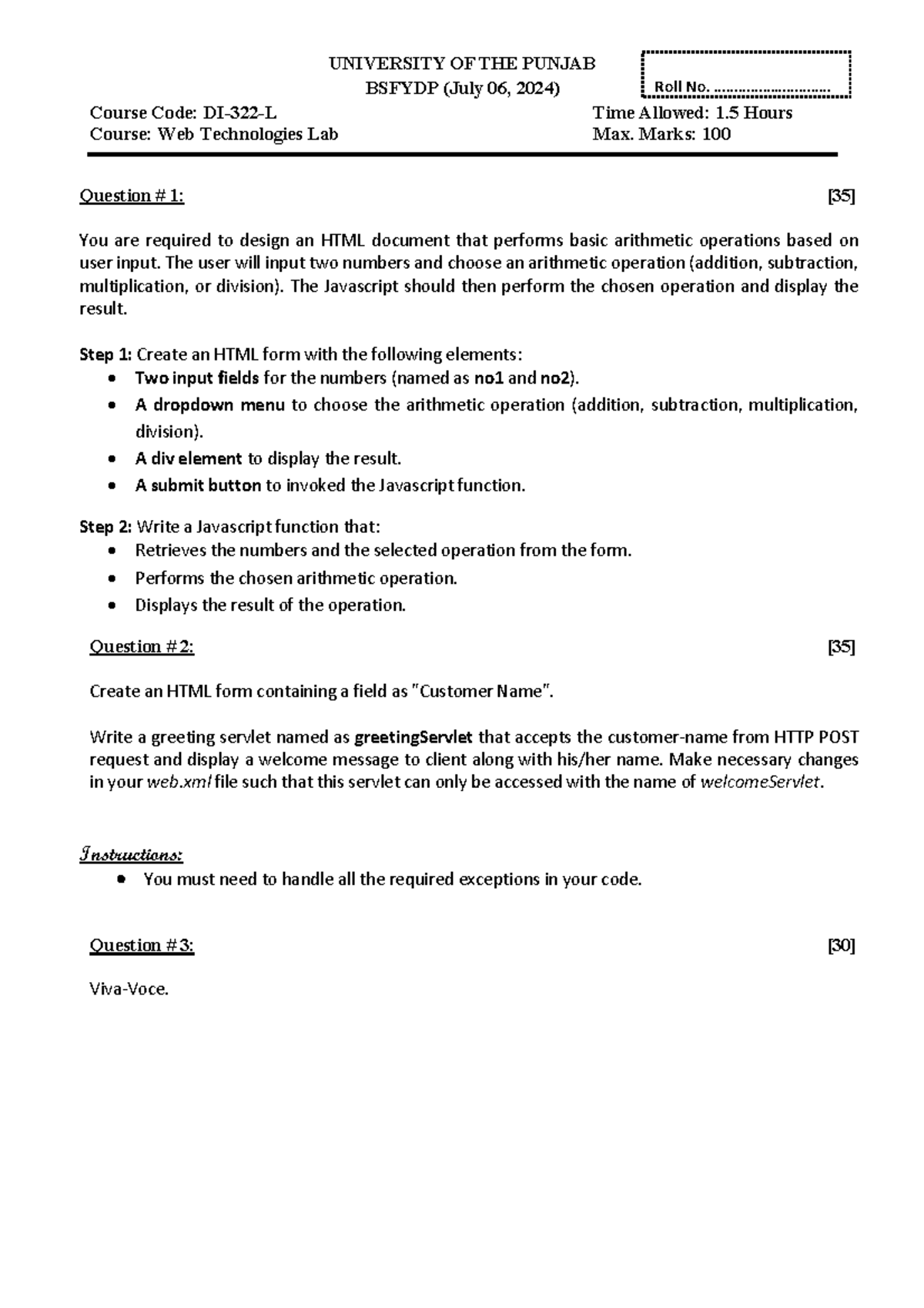 DI-322L Web Technologies Lab Practical - HTML & JS Operations - Studocu
