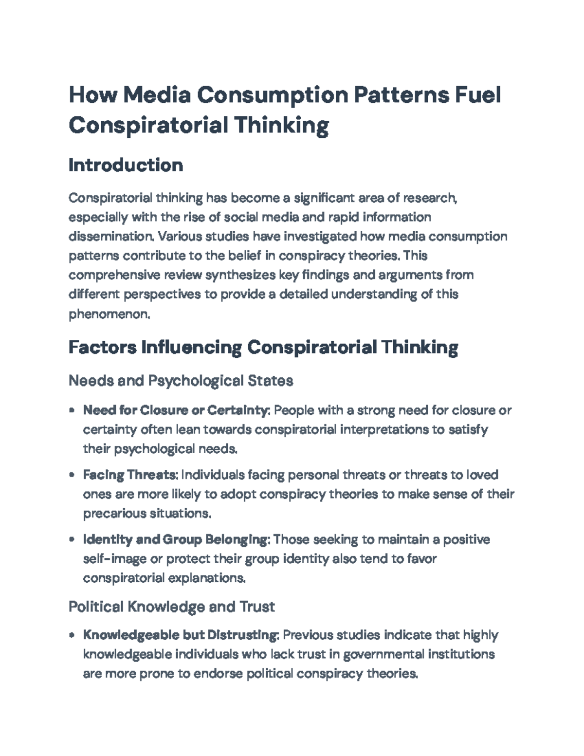 Understanding Media Consumption Patterns and Conspiracy Theories: A ...