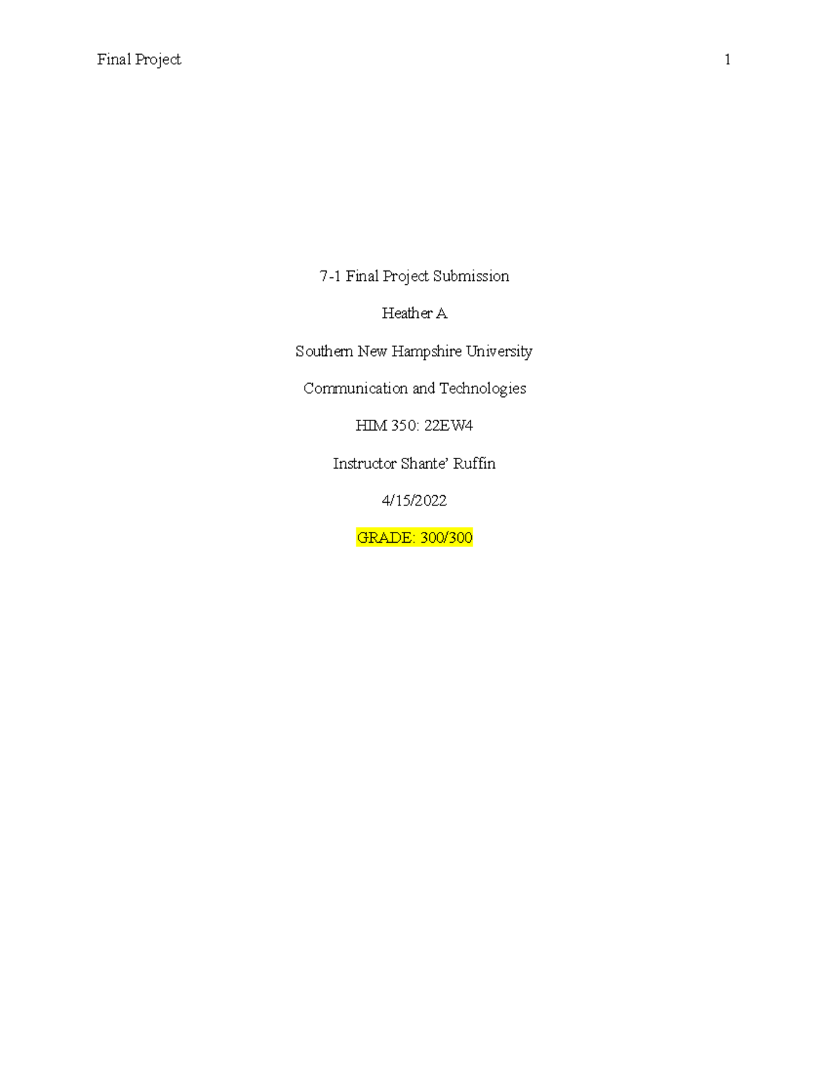 HIM350 7-1 Final Project Submission - Final Project 1 7-1
