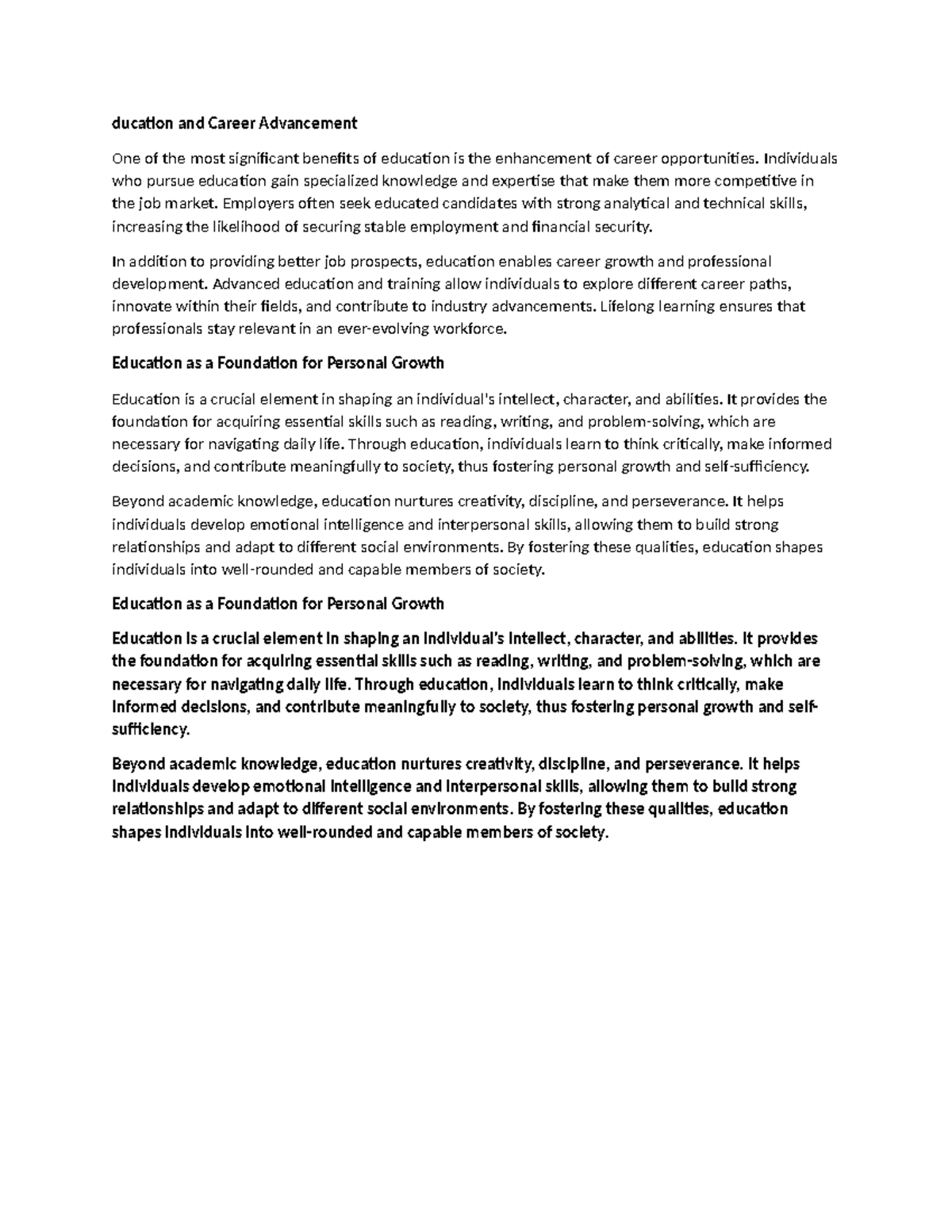 EDU 101: Essay 3 on Education's Role in Career & Personal Growth - Studocu
