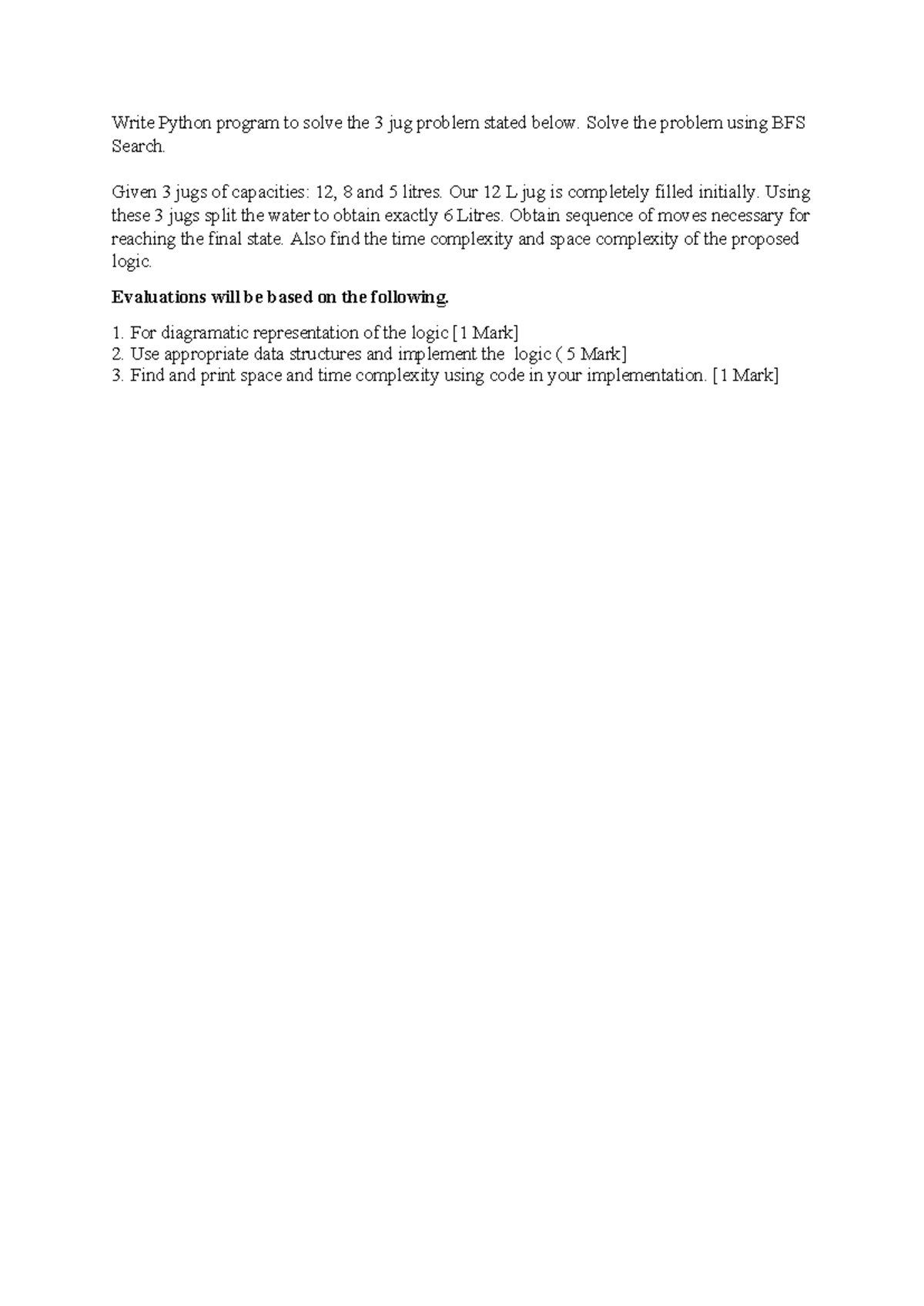 Software architecture - Write Python program to solve the 3 jug problem ...