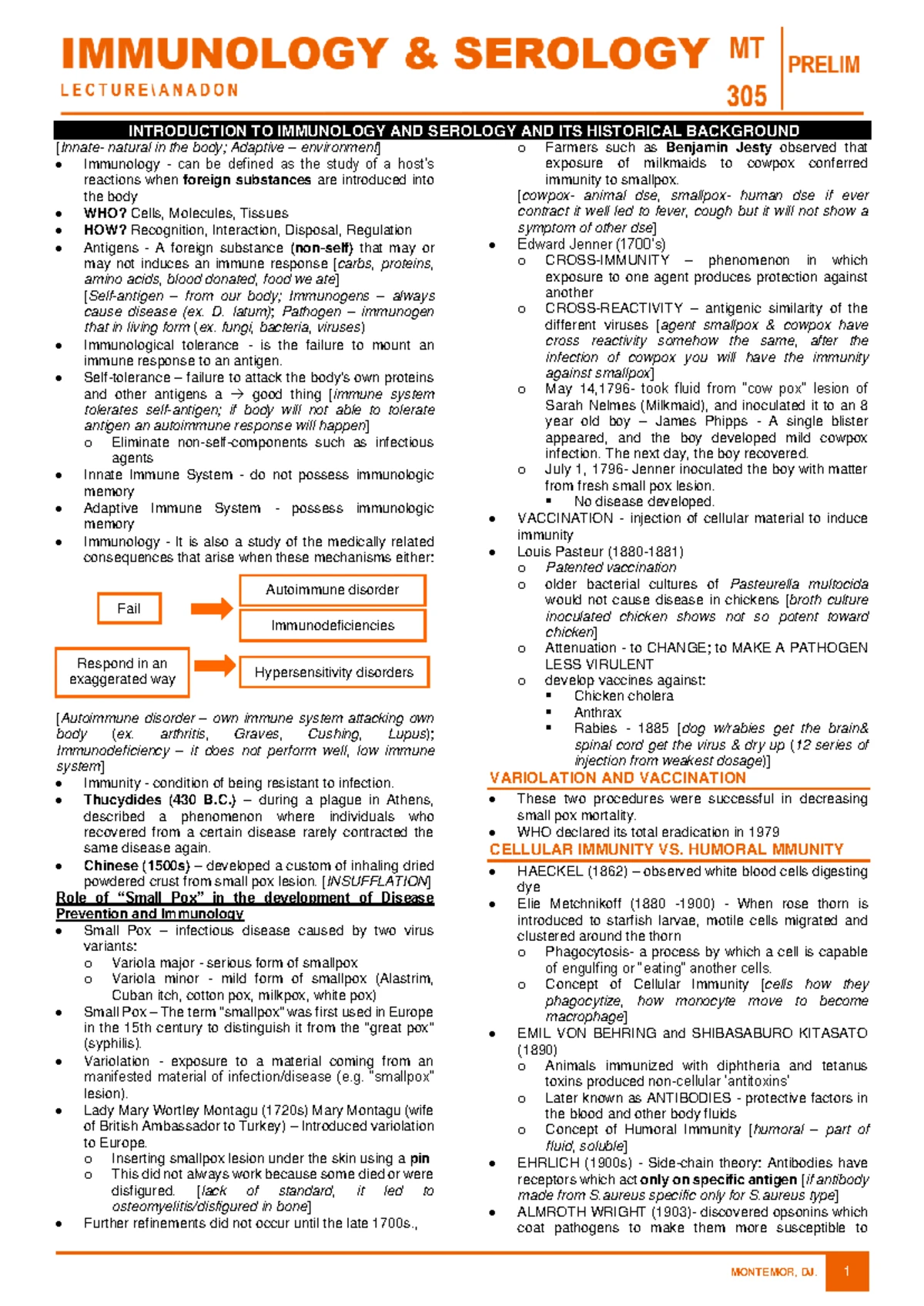 1.1 LEC HEMA - hematology immunology - 1 LEC: INTRODUCTION TO ...