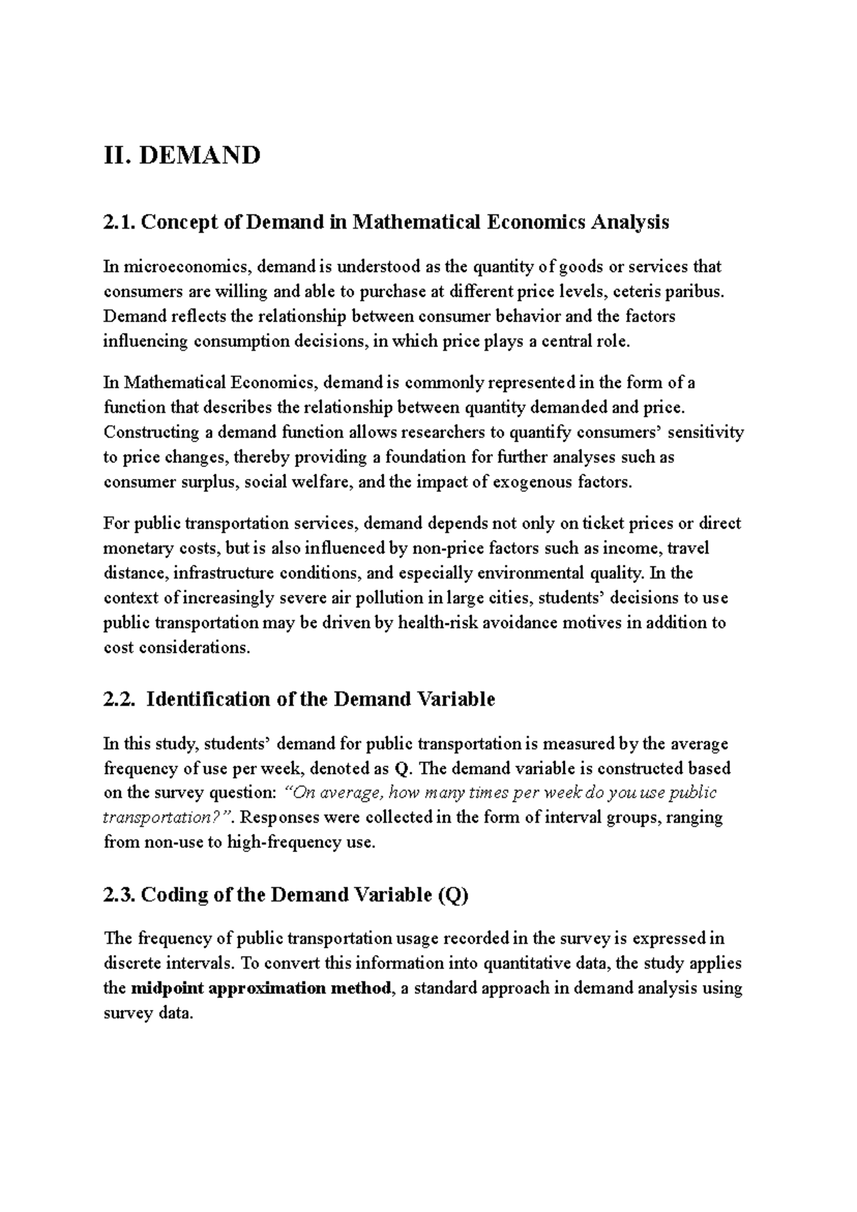 Demand Function Analysis in Mathematical Economics (ECON 101) - Studocu