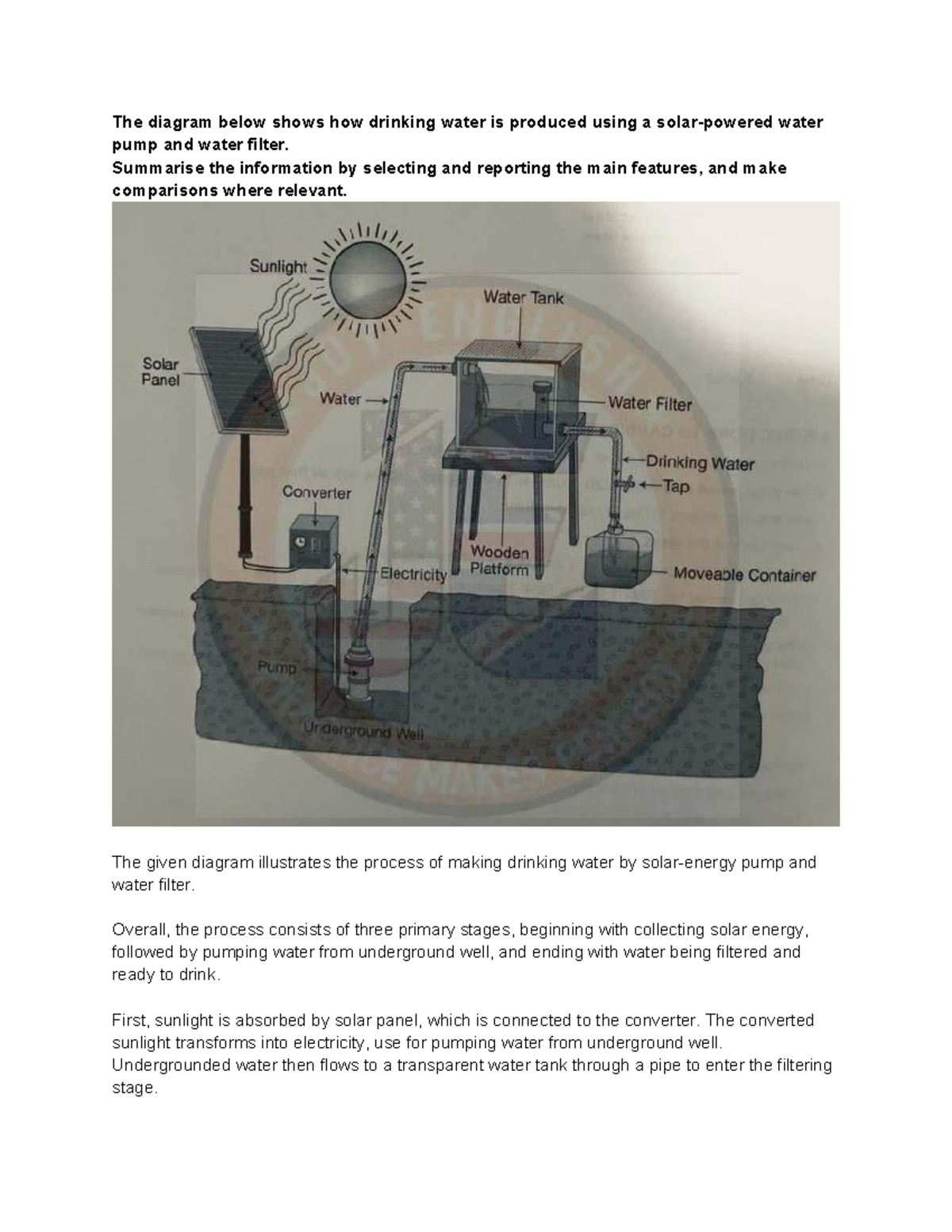 Writing Task 1: Water Production Process Diagram Analysis - Studocu