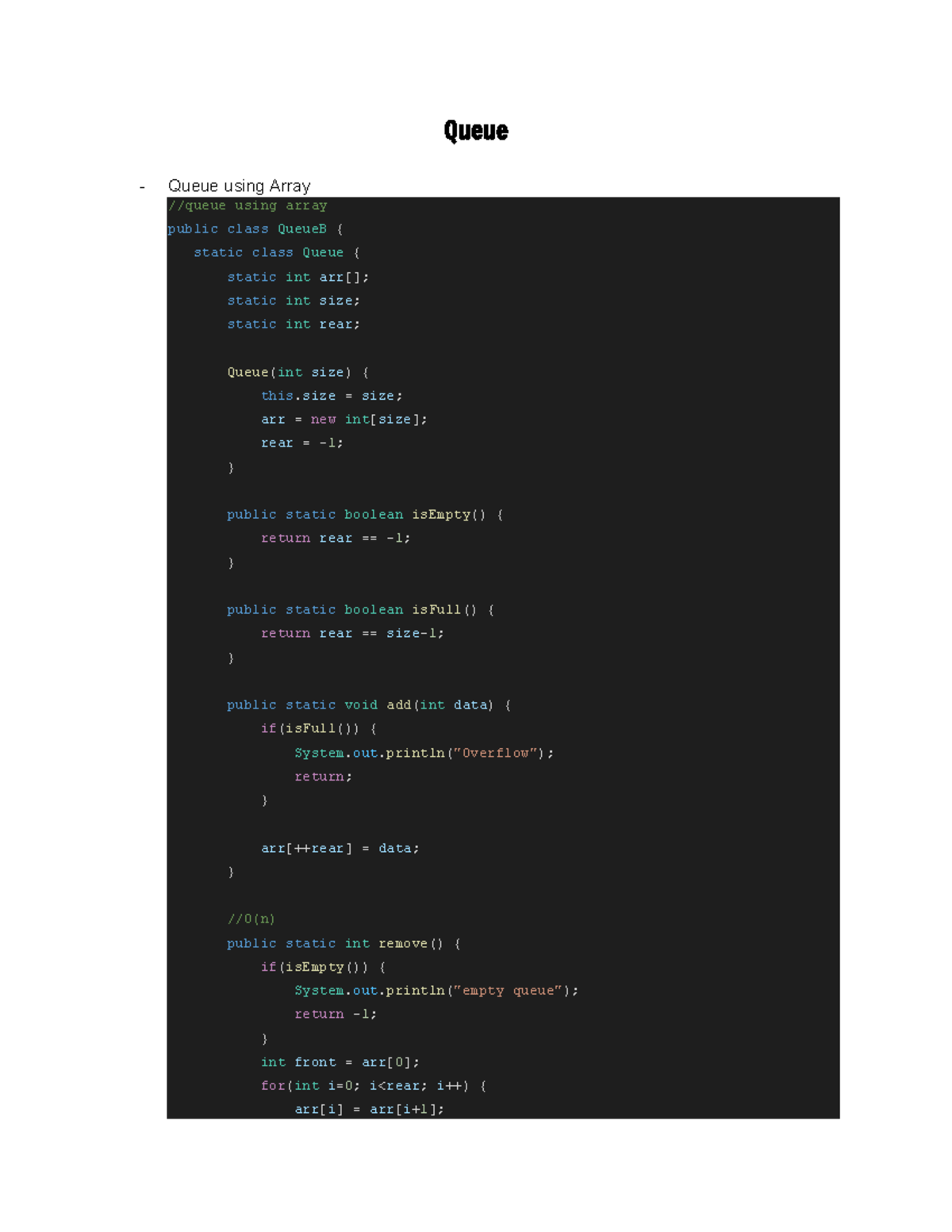 Java Queue Implementations: Array, Circular & Linked List - Studocu