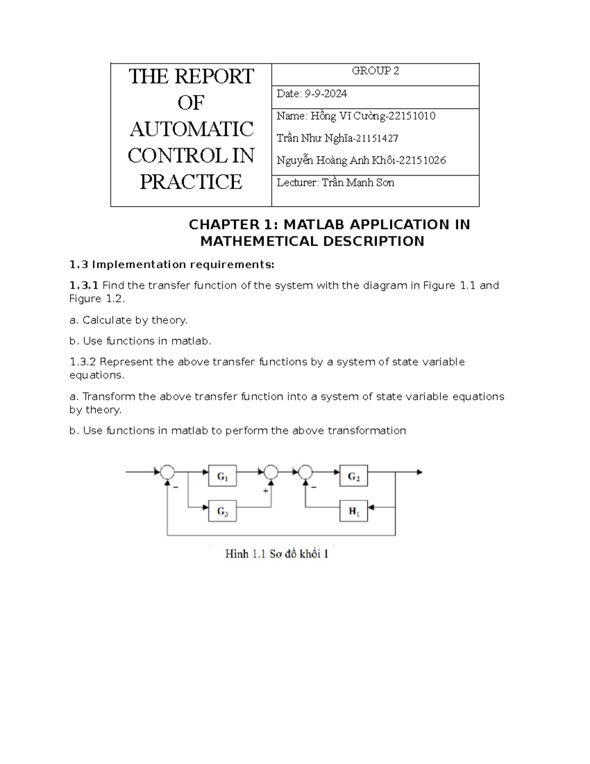 Chapter 1 - MATLAB Applications in Control Systems (NONO) - Studocu
