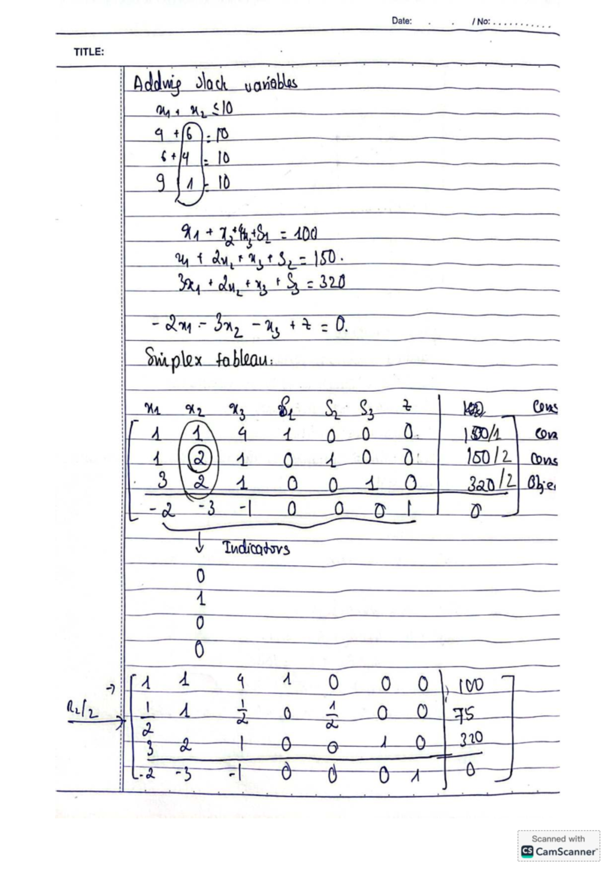 MATH 510: Simplex Method and Characteristic Polynomial Analysis - Studocu