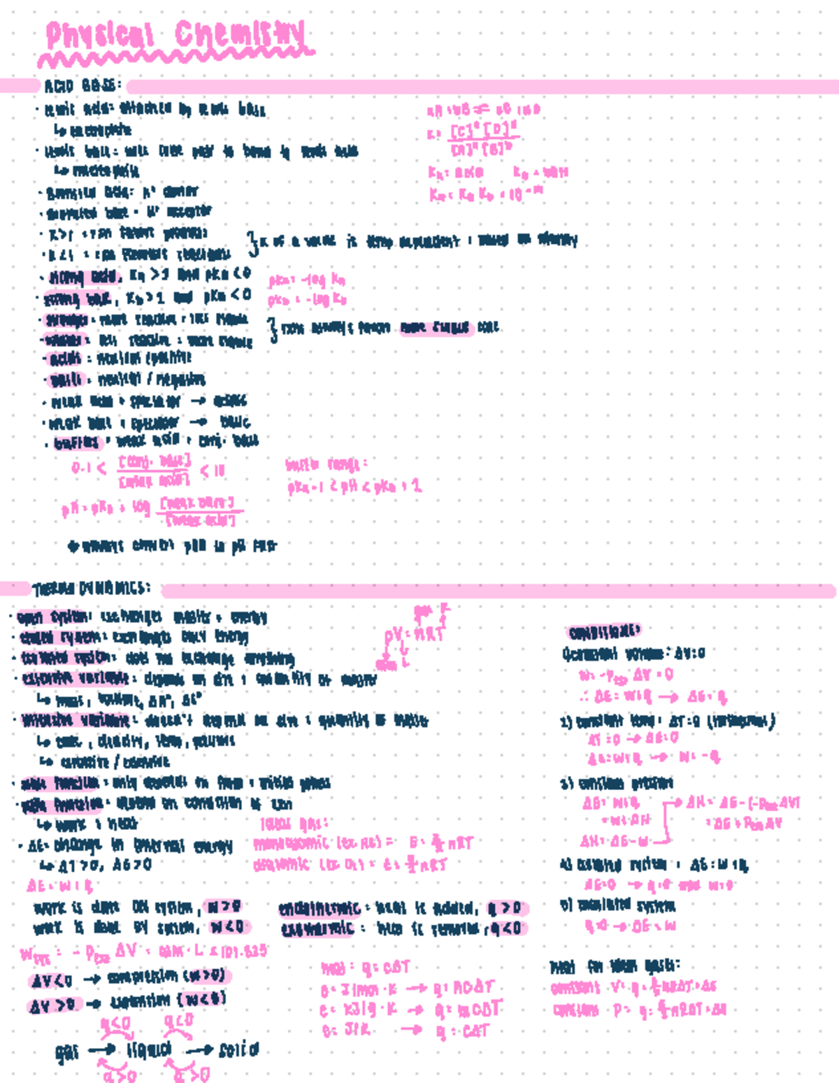 Final exam notes for chemistry 123: acids, bases, and thermodynamics ...