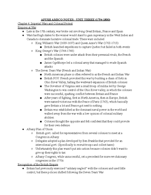 Apush Study Guide Units 1-5 - Unit 1: Early Colonial America (1491-1754 ...
