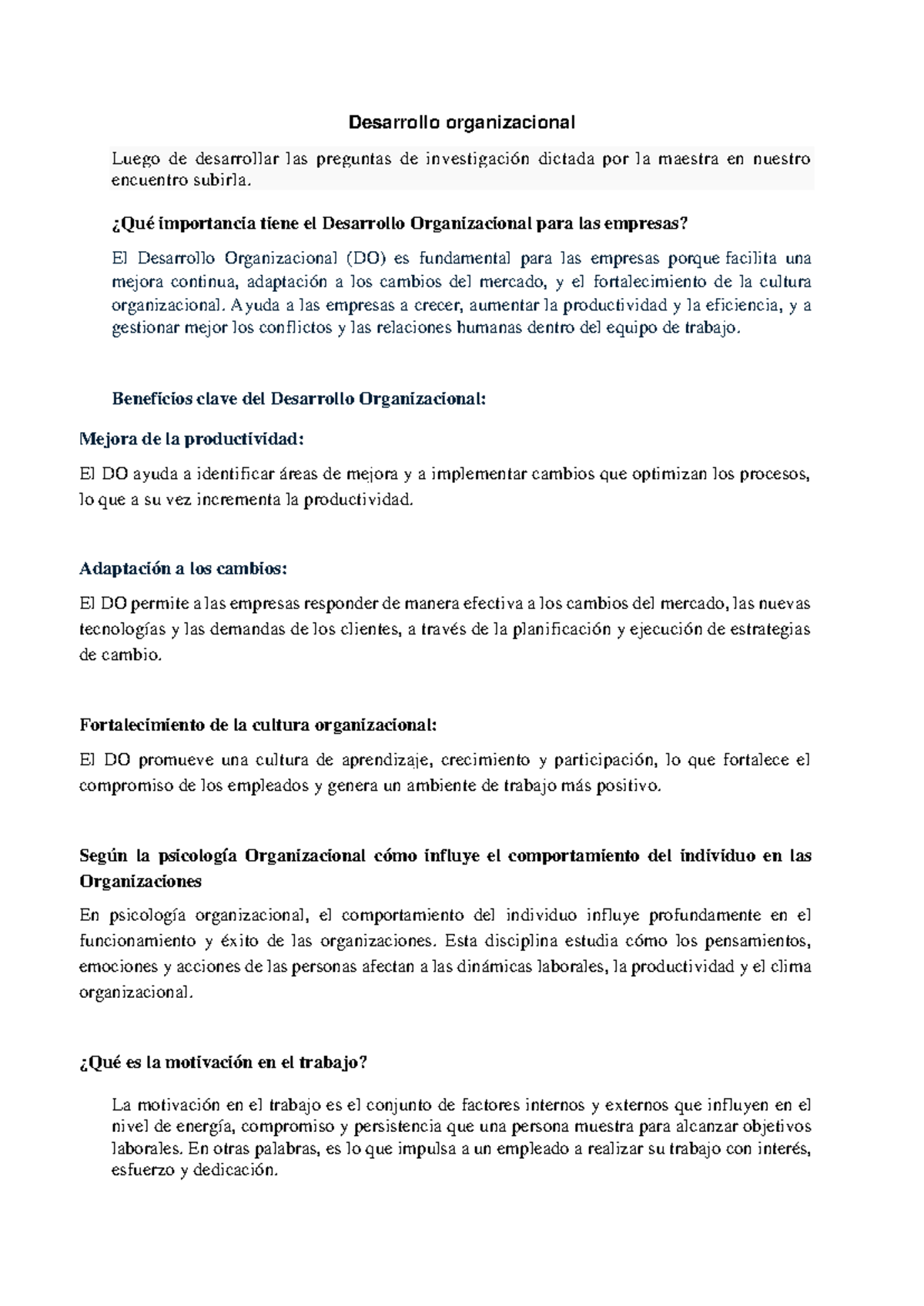 Desarrollo Organizacional: Importancia y Beneficios para Empresas DO1 ...