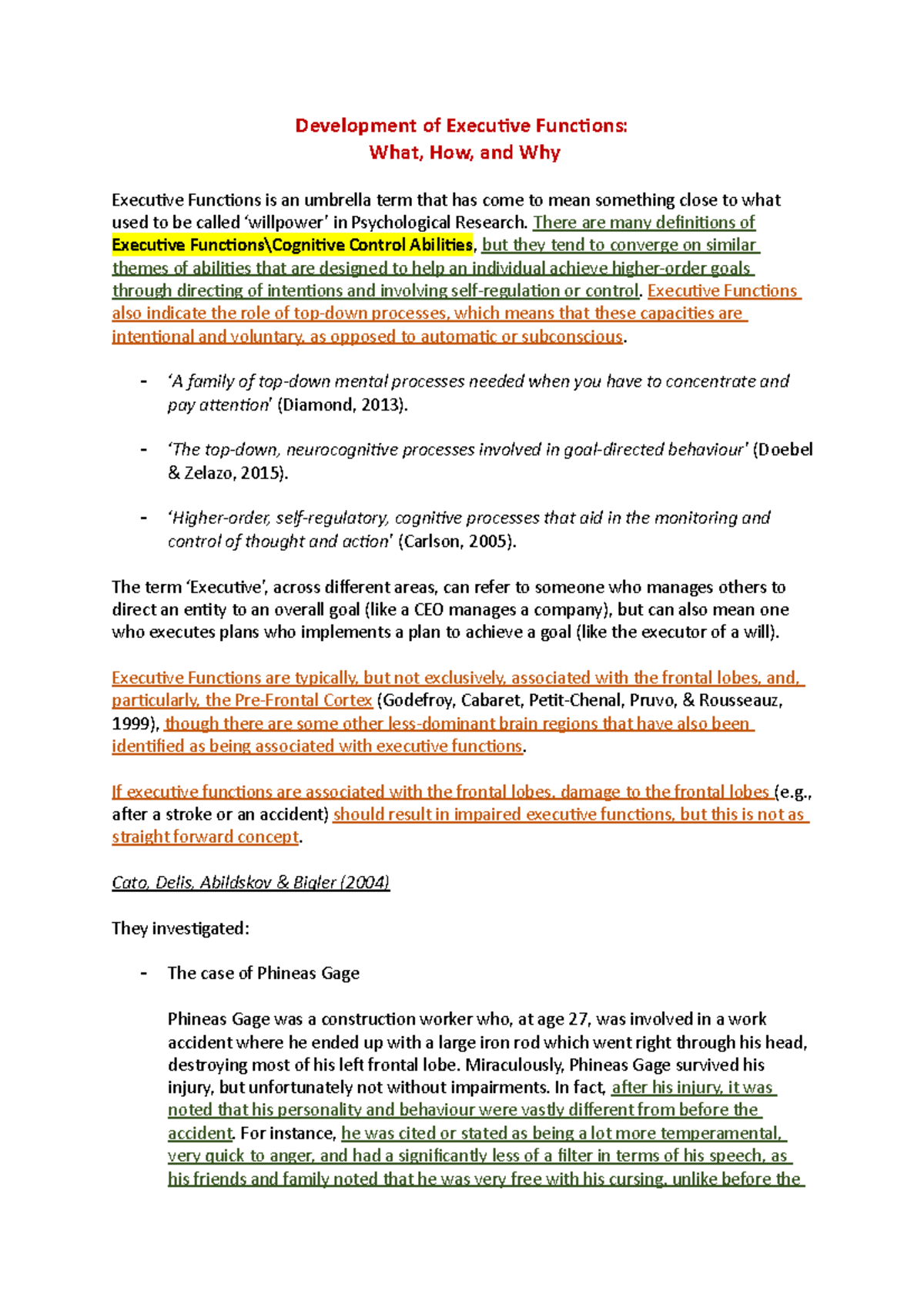 Developmental Psychology 8 - Development of Executive Functions - What ...