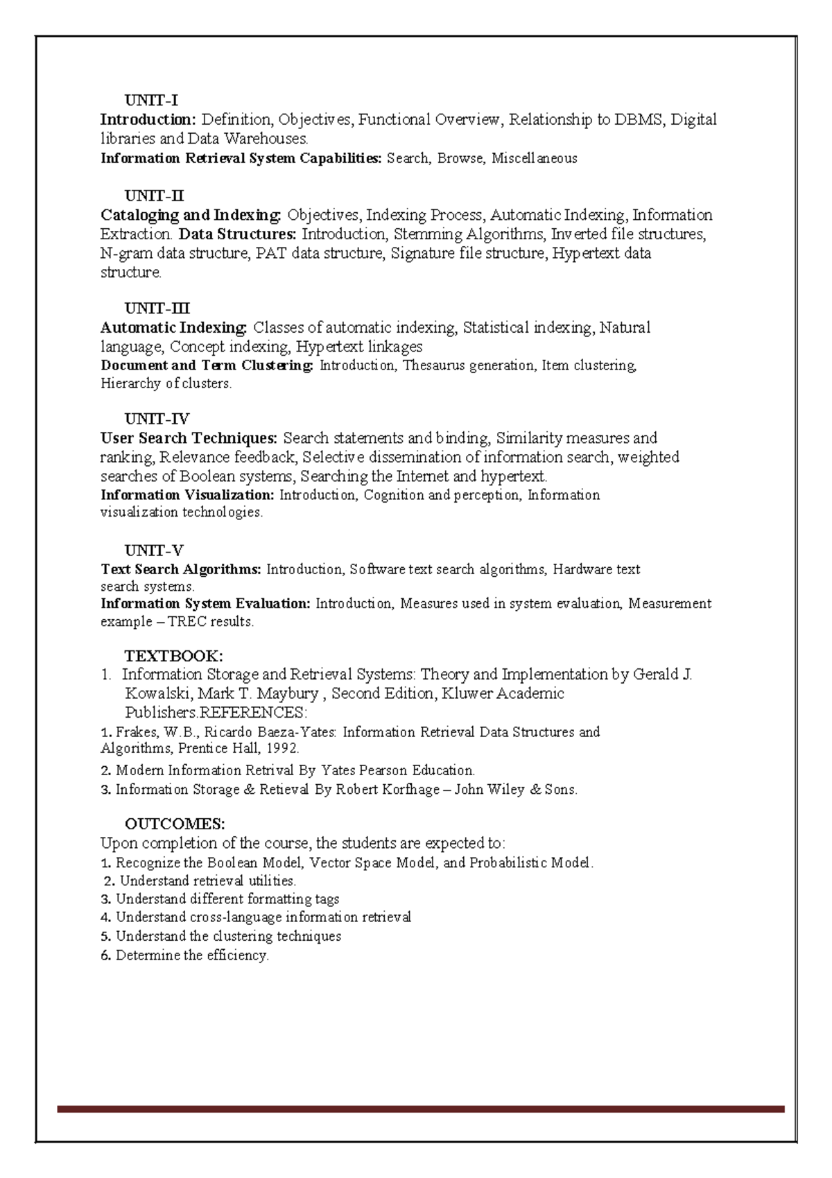 (R17A1209) Comprehensive Overview of Information Retrieval Systems ...