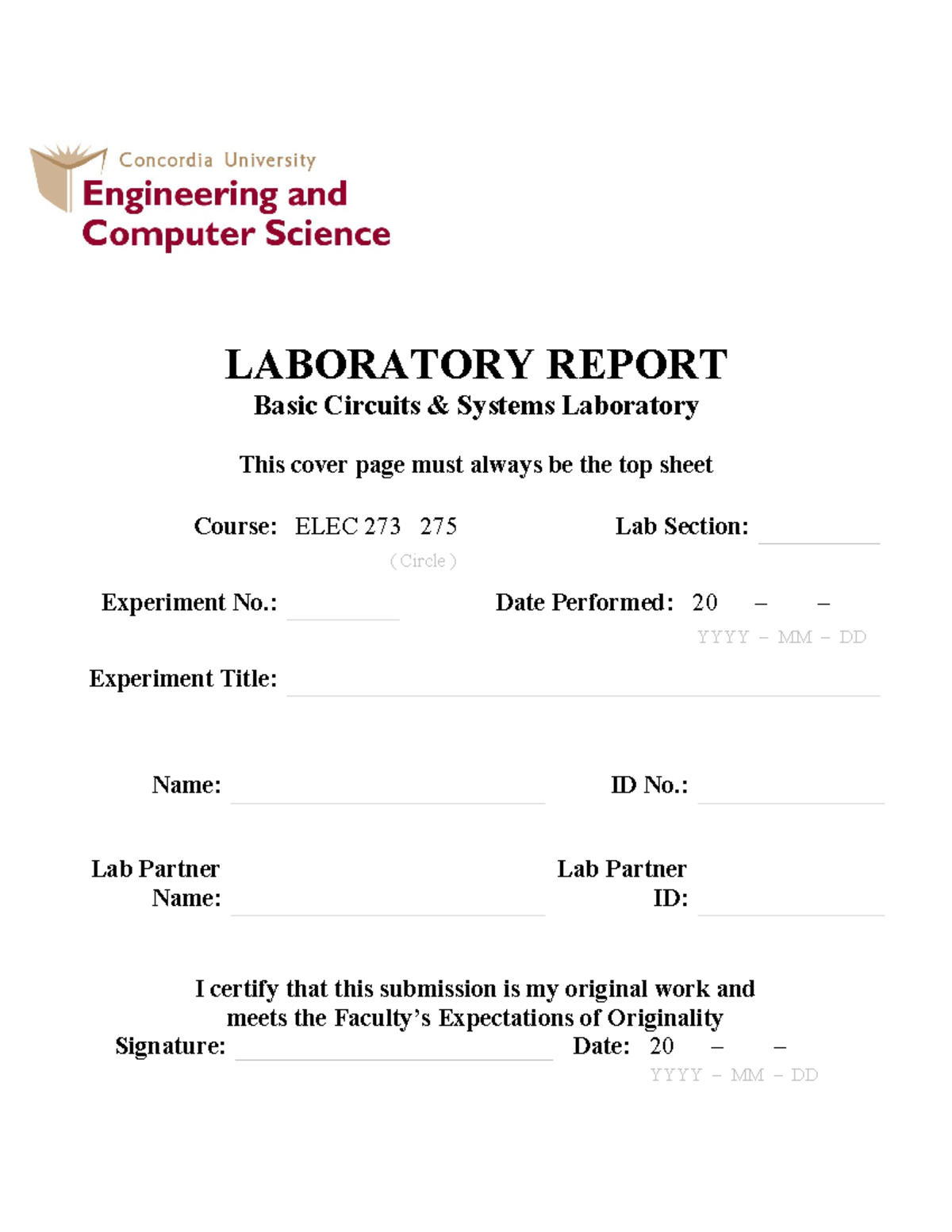 ELEC 273/275 Lab 1: Basic Circuits Systems Report - Studocu