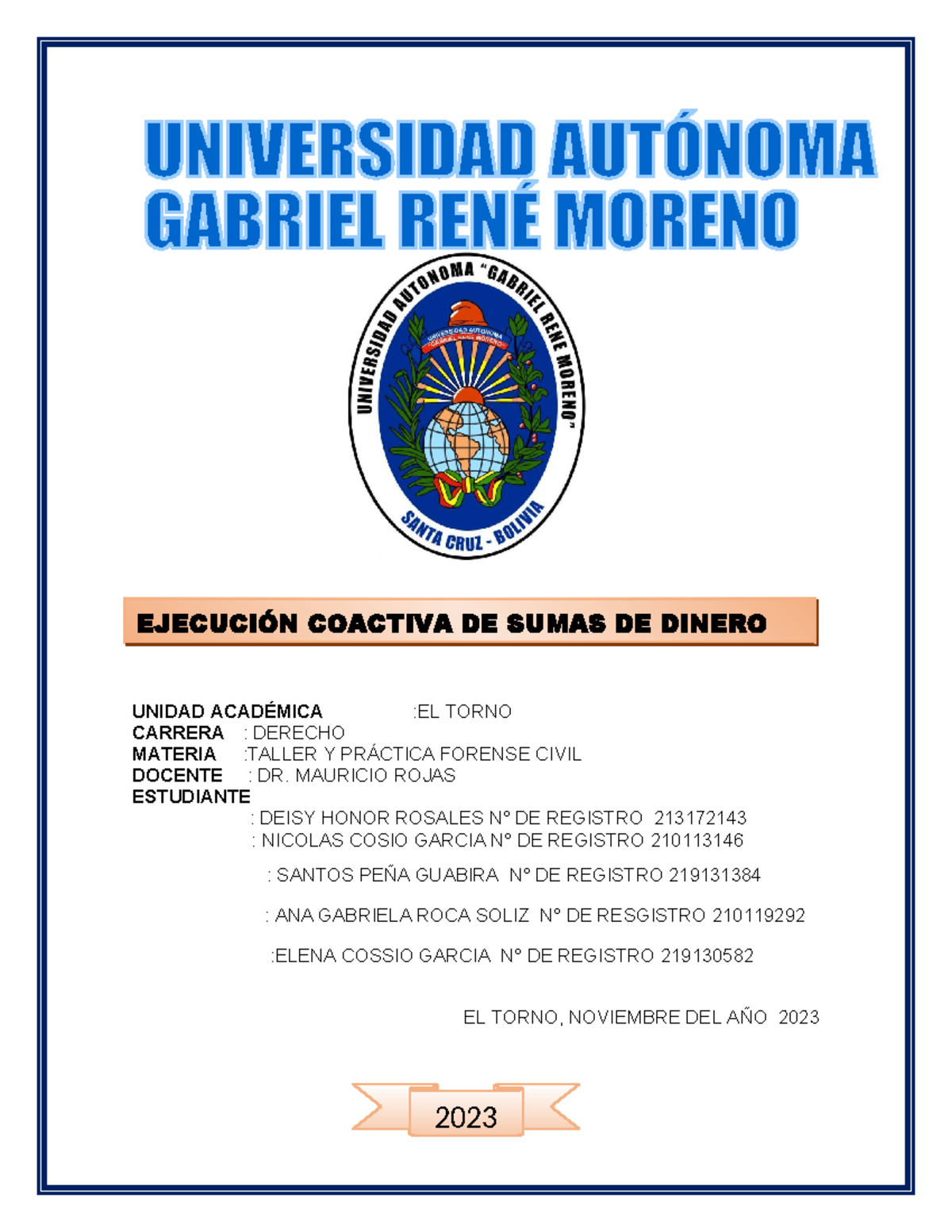 Ejecución Coactiva de Sumas de Dinero - Taller Práctica Forense Civil - Document Preview
