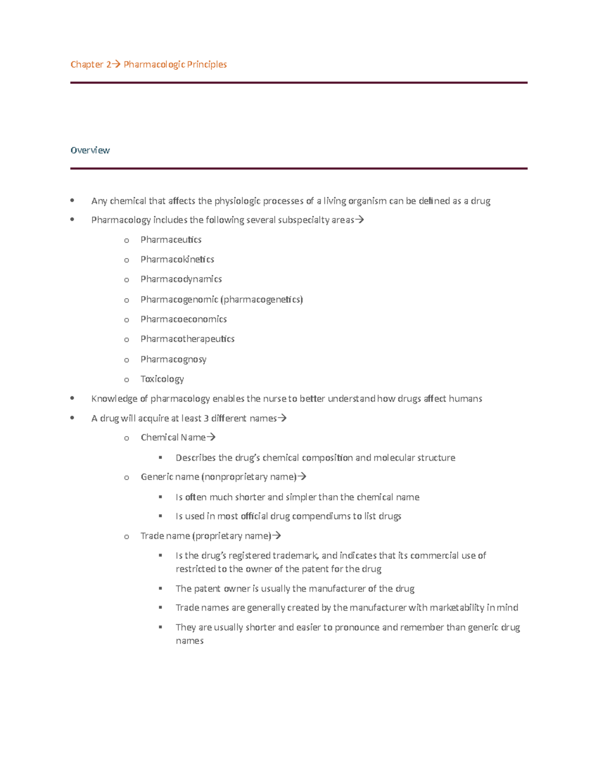 Chapter 2- Pharmacologic Principles - Chapter 2 Pharmacologic ...