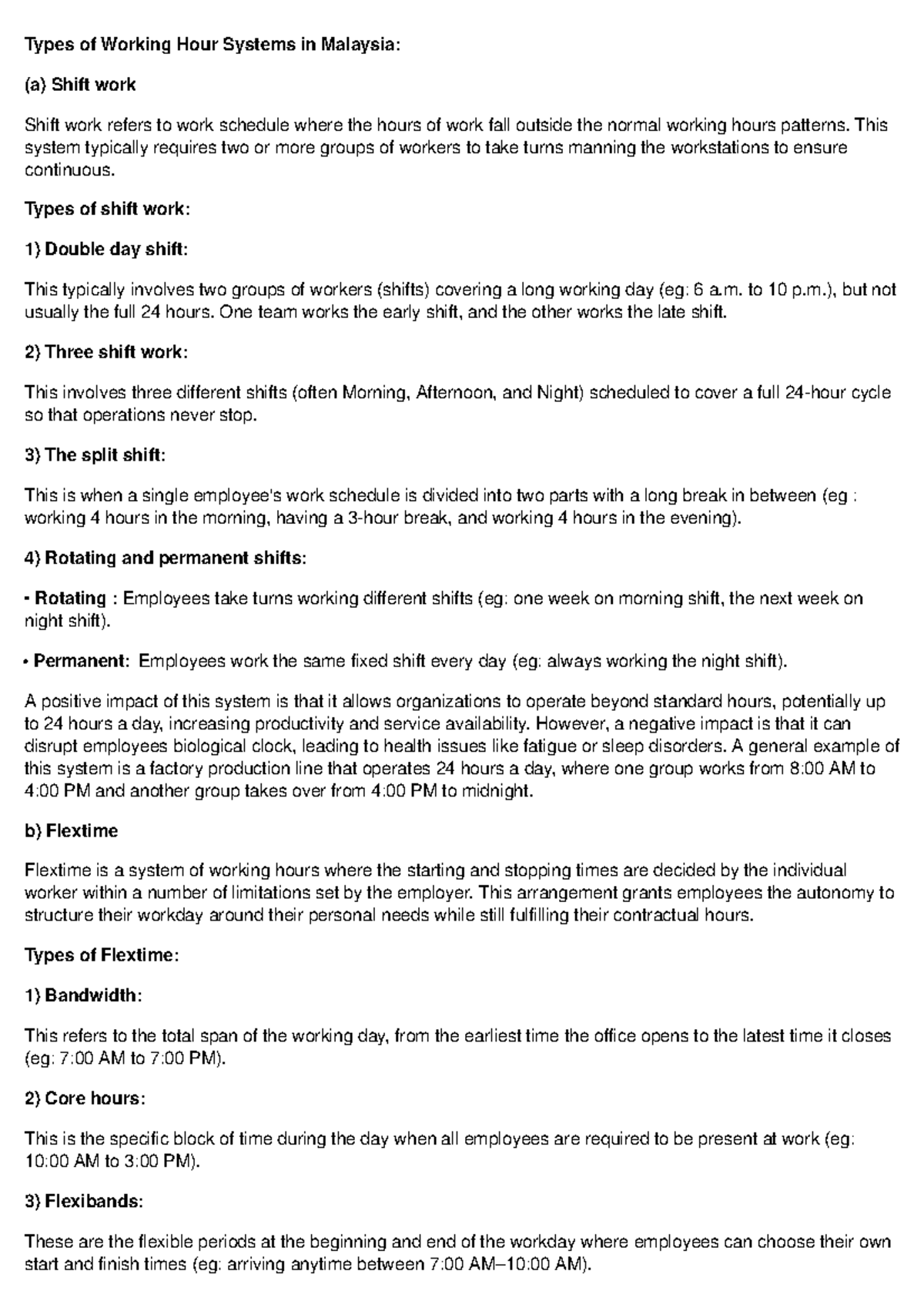 Chapter 5: Working Hour Systems in Malaysia - MGT340 Notes - Studocu