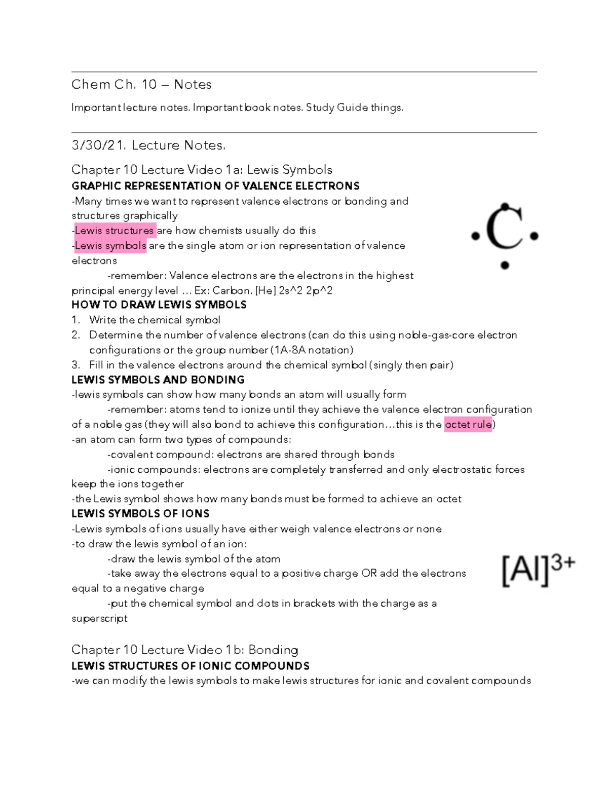 CHEM CH 9 Notes - Seivert - CHEMISTRY 1211. CHAPTER NINE. NOTES ...