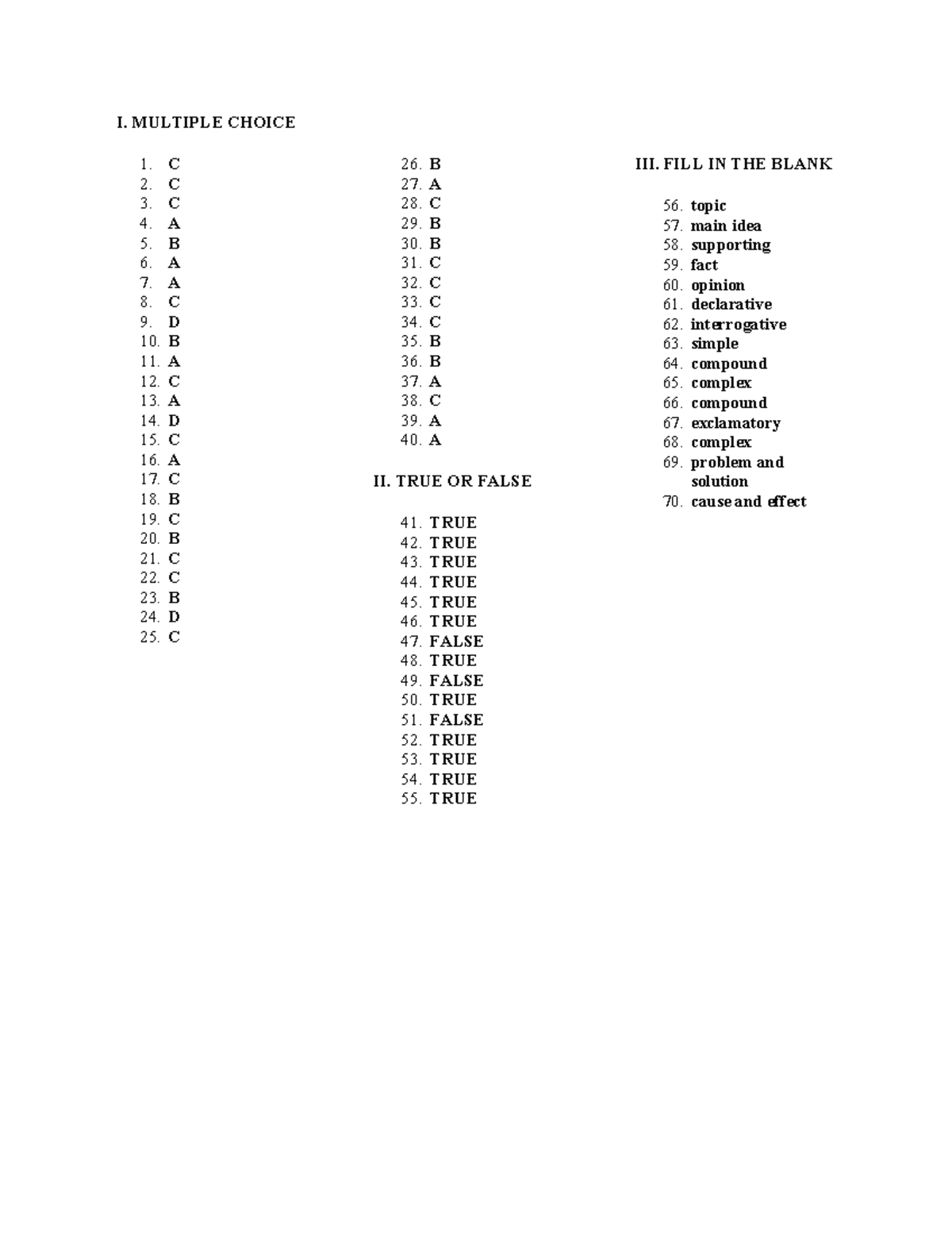 5TH7 - Multiple Choice, True/False, and Fill-in-the-Blank Answers - Studocu
