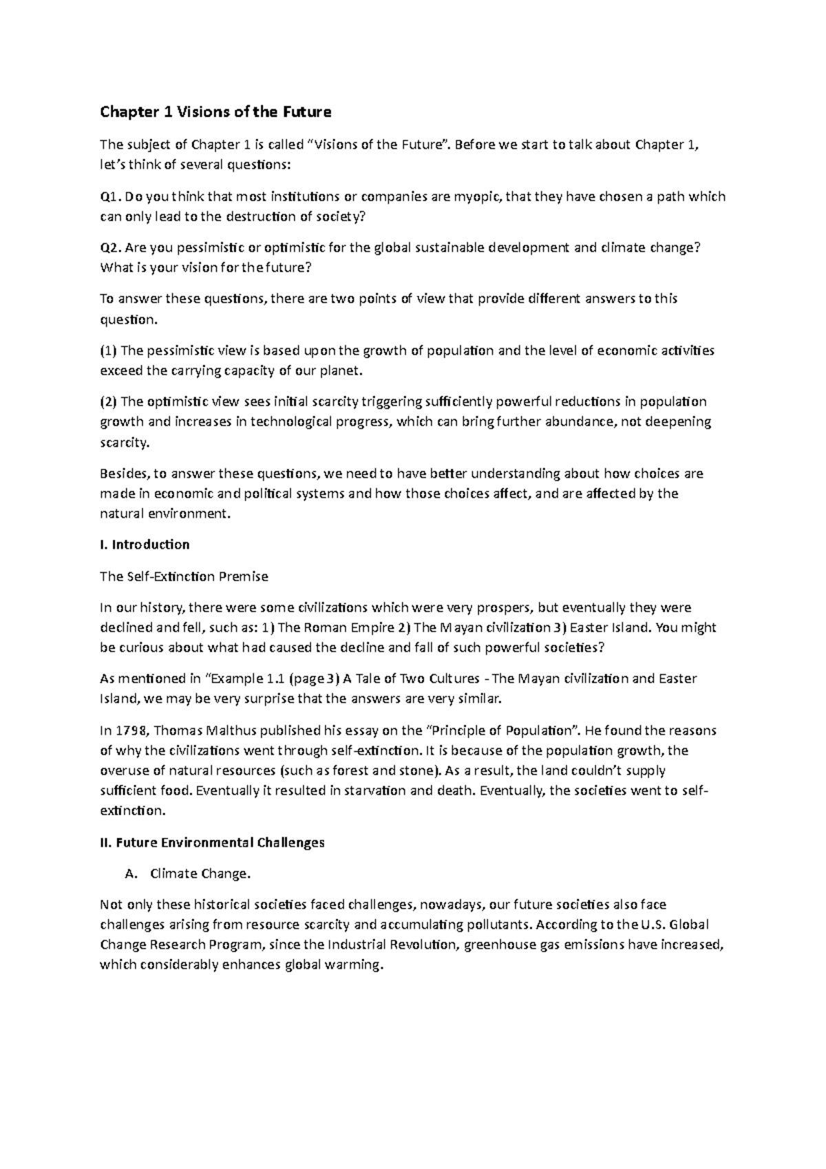 Notes on Chapter 1: Future Visions and Challenges Ahead - Studocu