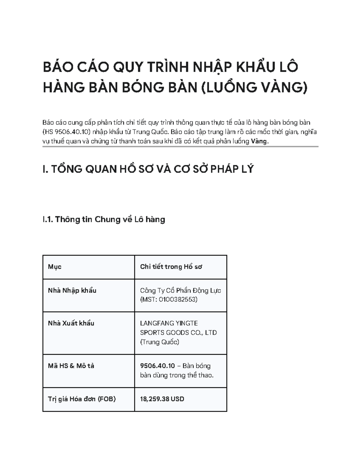 Quy trình Nhập Khẩu Lô Hàng Bàn Bóng Bàn (HS 9506.40.10) - Studocu