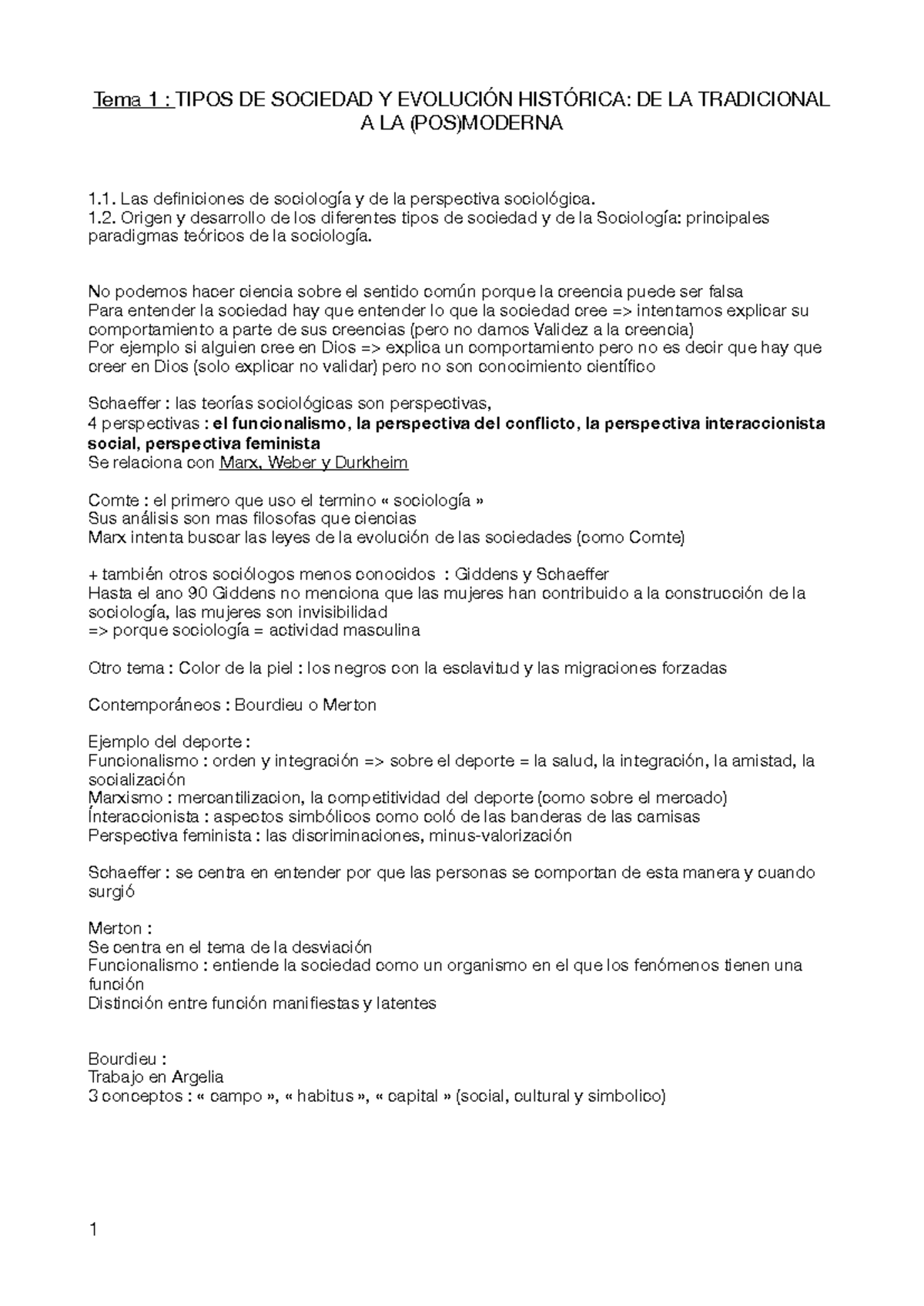 Tema 1 - Apuntes sobre el tema 1 de introducción a la sociologia, con ...
