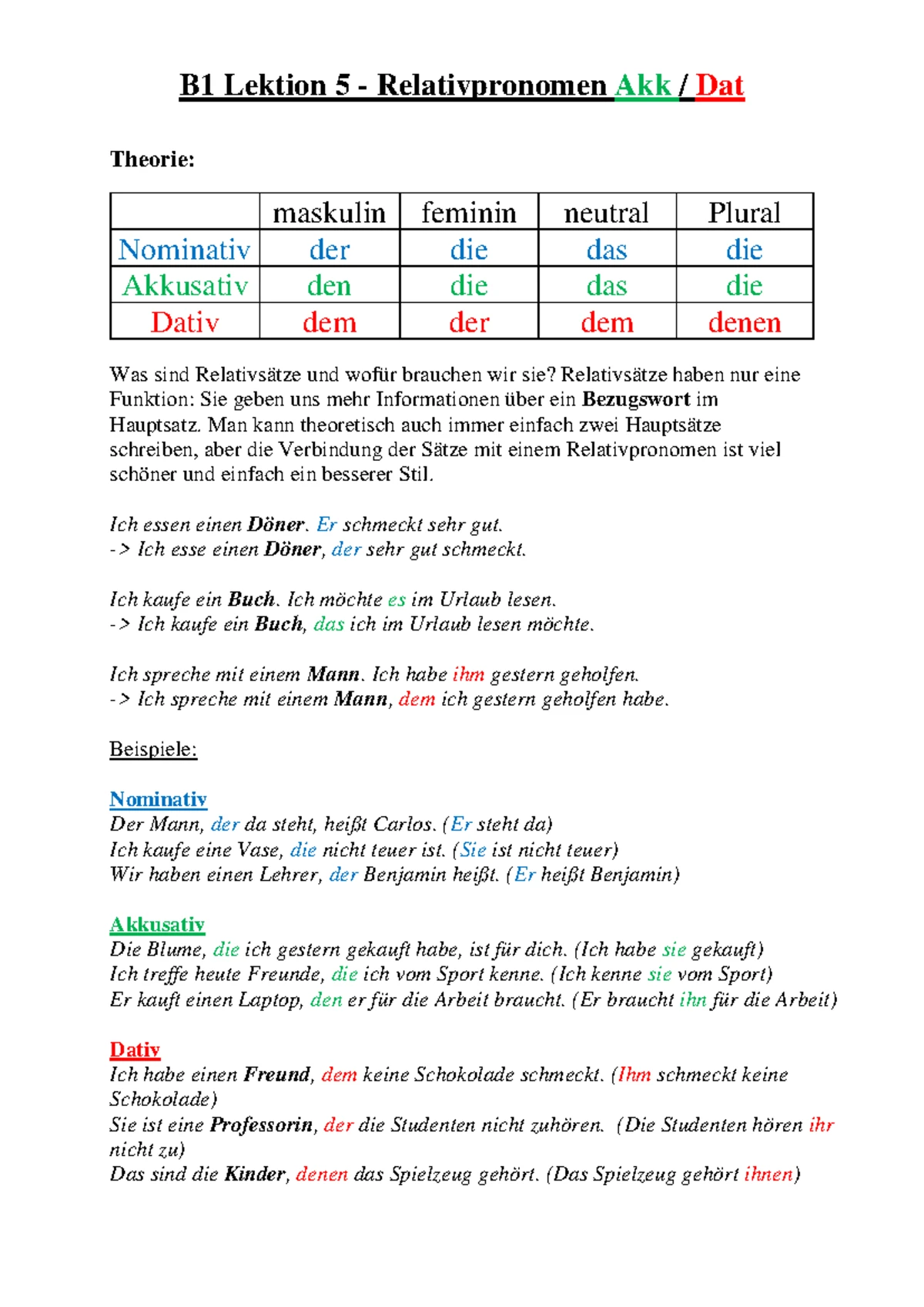 L 4 Reflexivpronomen im Akk Dat - B1 Lektion 4 Reflexivpronomen Akk ...