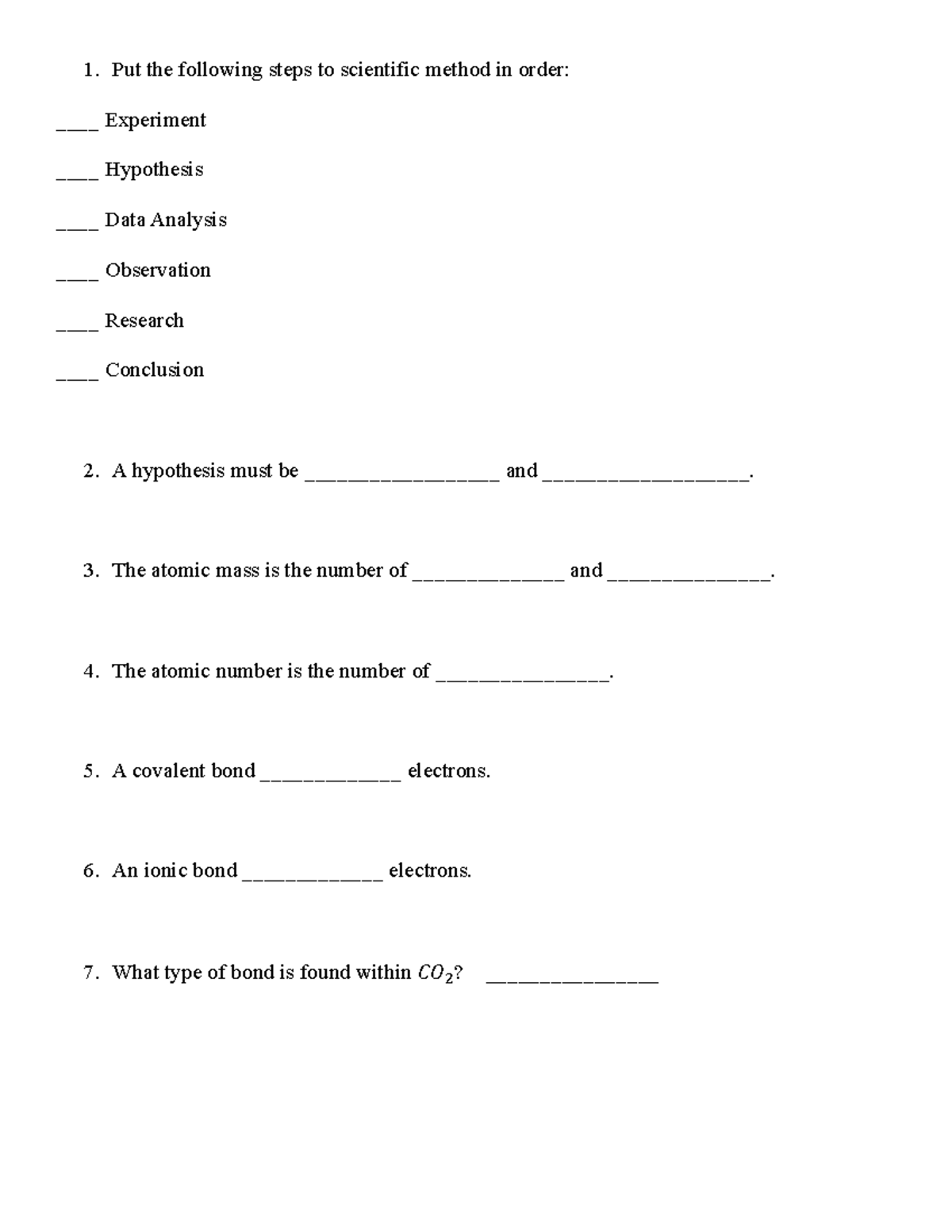BIO 101 Practice Exam 1: Scientific Method & Bonding Concepts - Studocu