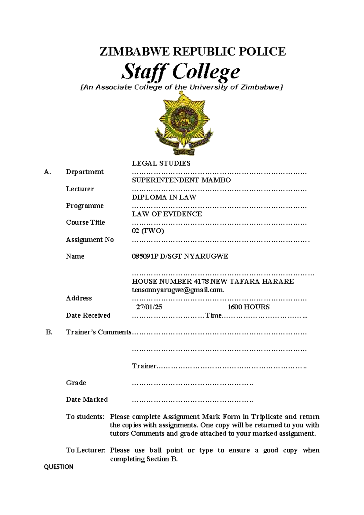 LAW OF EVIDENCE Assignment: Single Witness and Corroboration Analysis ...