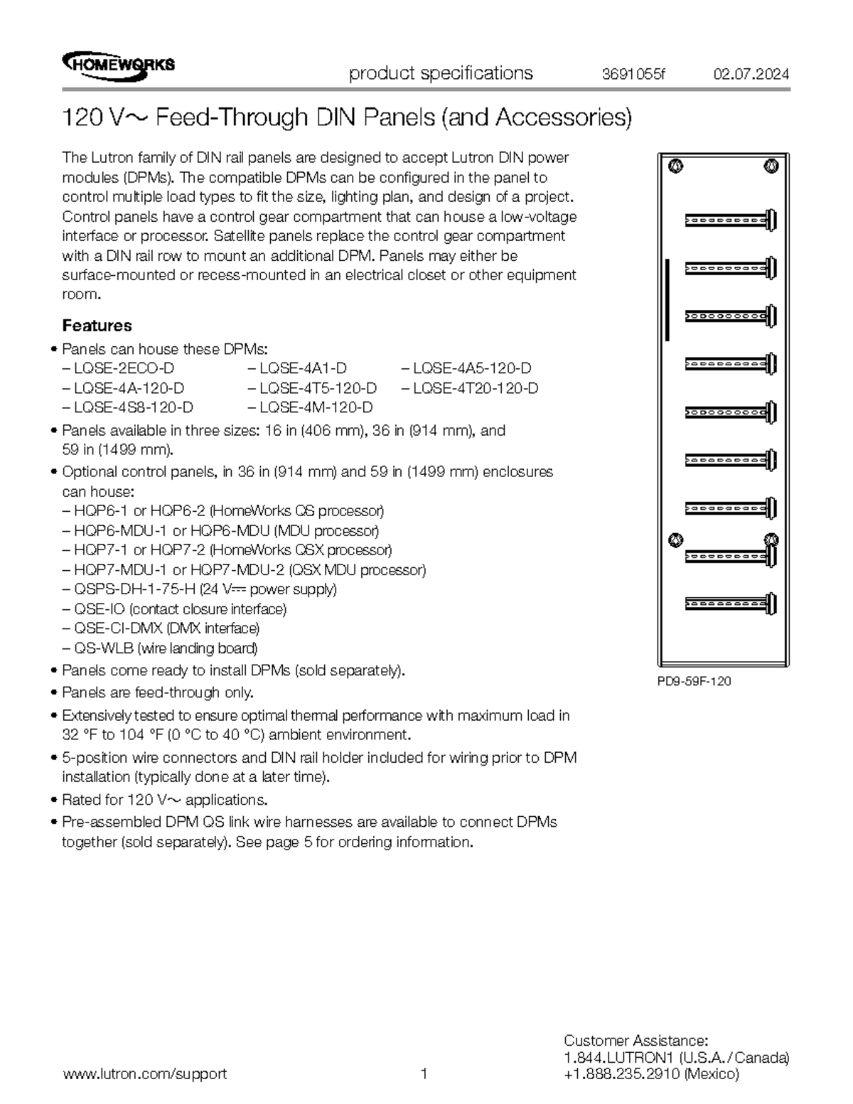 Product Specifications for PD8-59F-120 DIN Power Modules and ...