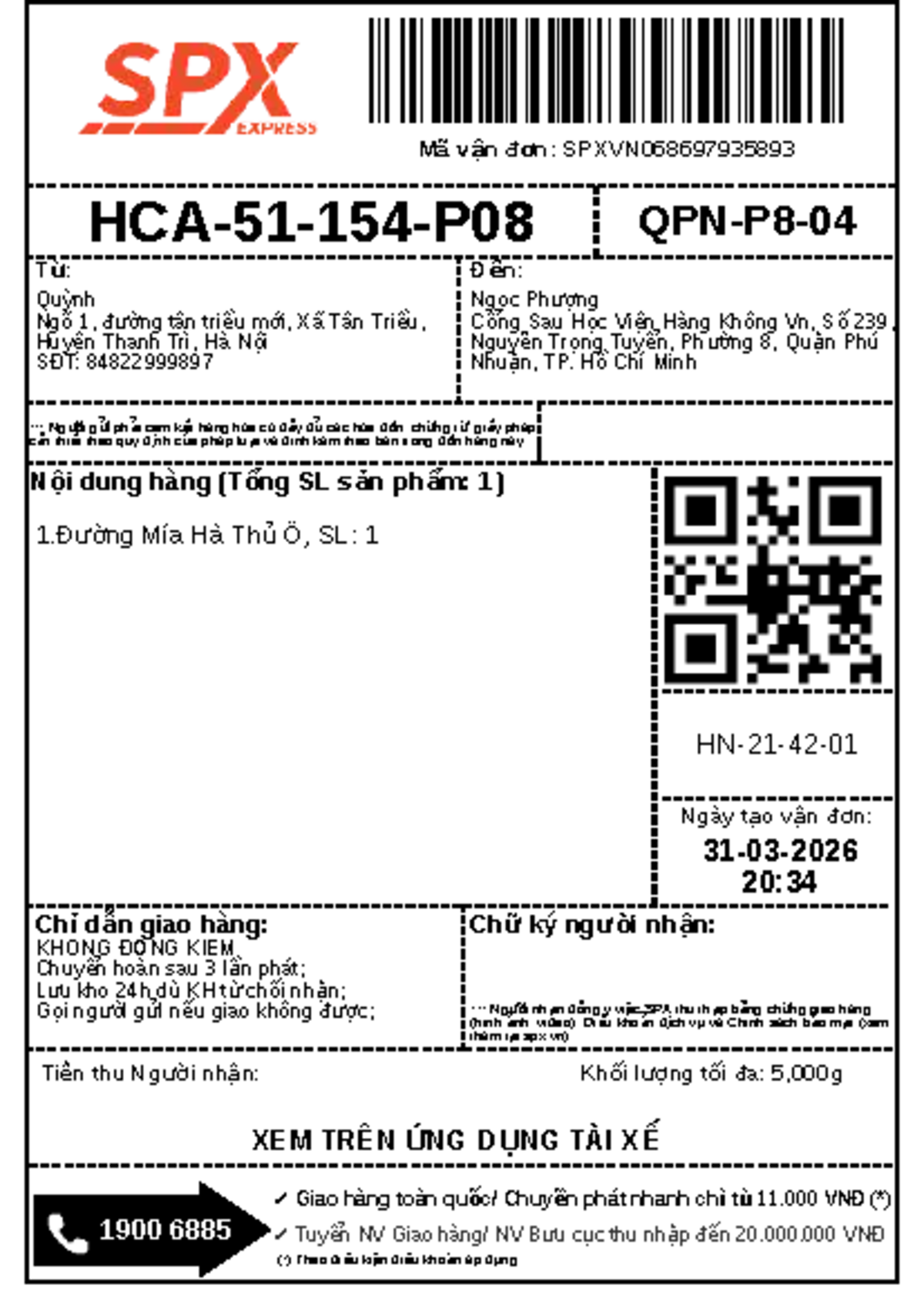 Batch Shipping Label: SPXVN068697935893 Details and Instructions - Studocu