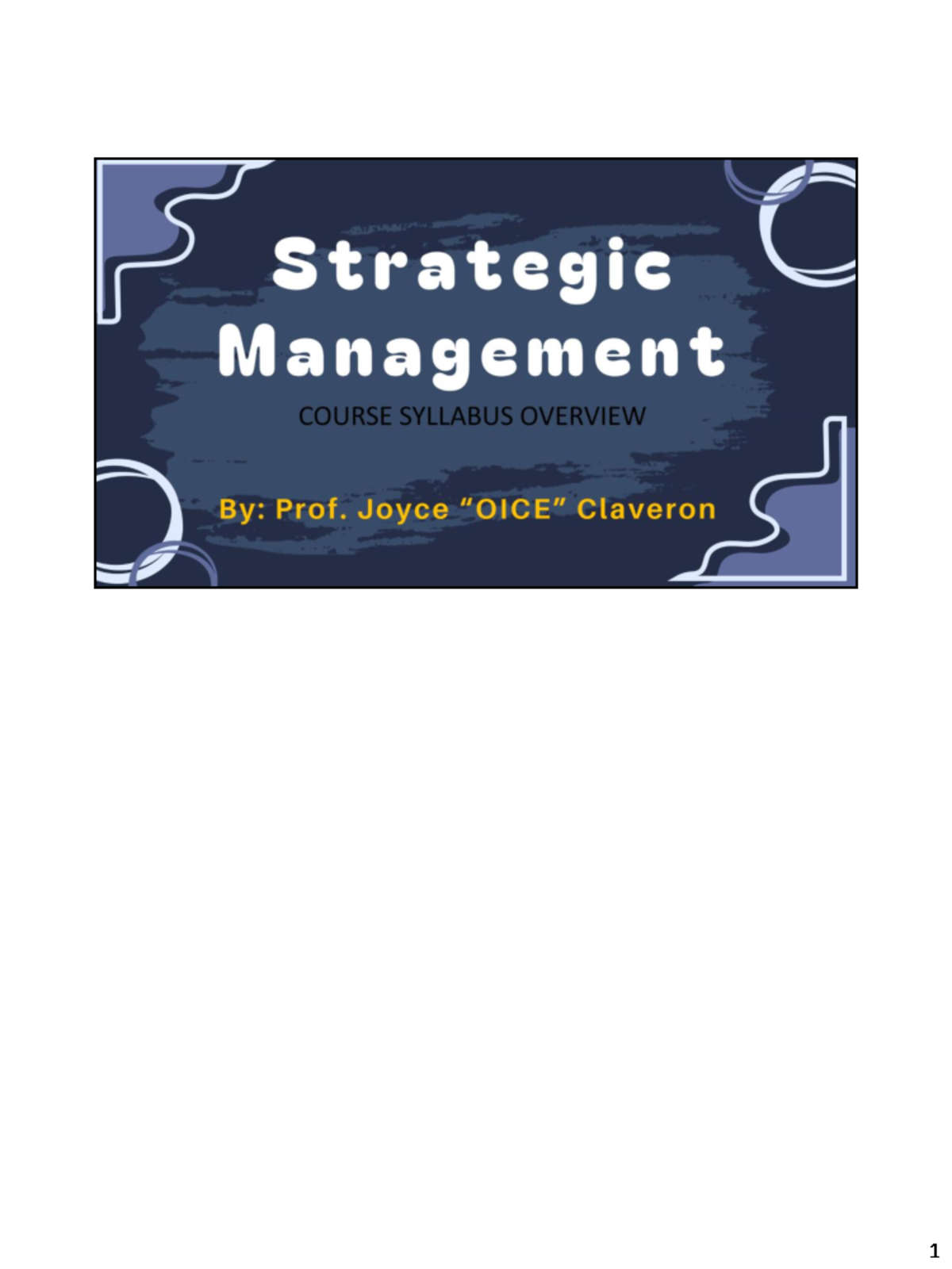 Strategic Management 2025: Course Objectives and Overview - Studocu