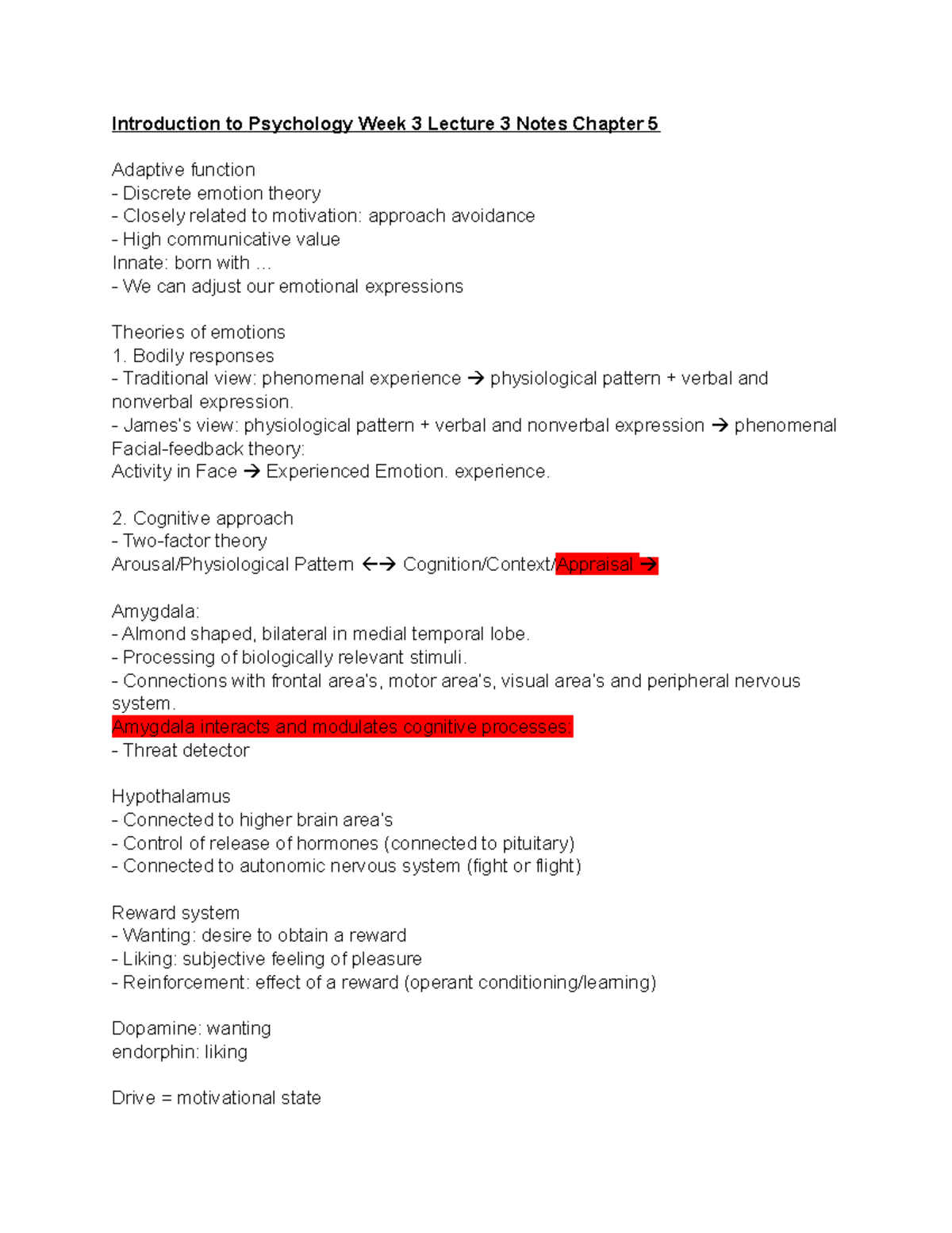 Introduction to Psychology PSY101 Week 3 Lecture 3 Chapter 5 Notes ...