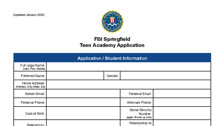 2025 FBI Springfield Teen Academy Application Guide - Studocu