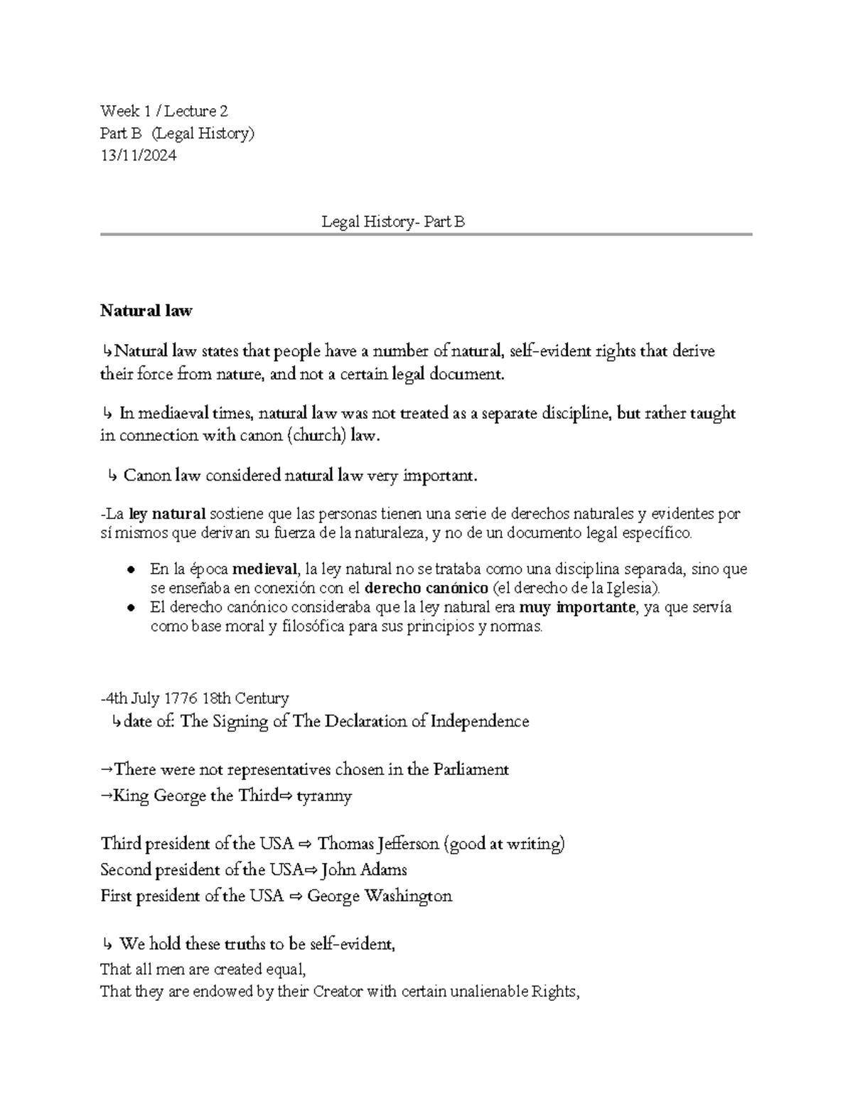 Week 1 Lecture 2: Legal History Part B Notes (Legal Studies) - Studeersnel