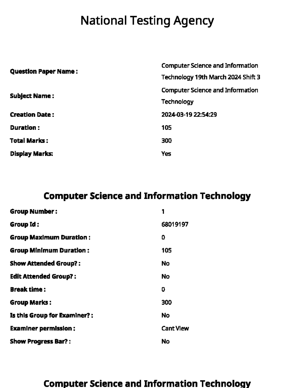CUET PG 2024 - Computer Science & Information Technology Question Paper ...