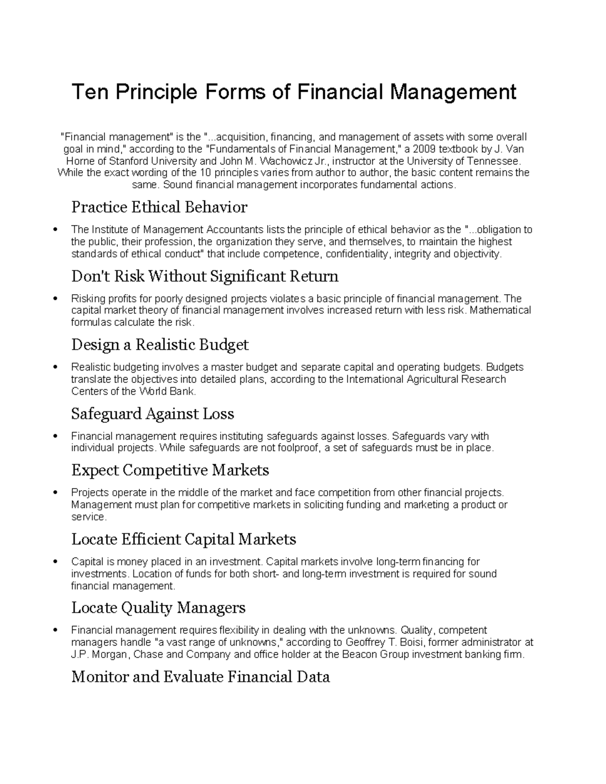 58554257 Overview of Ten Principles in Financial Management - Studocu