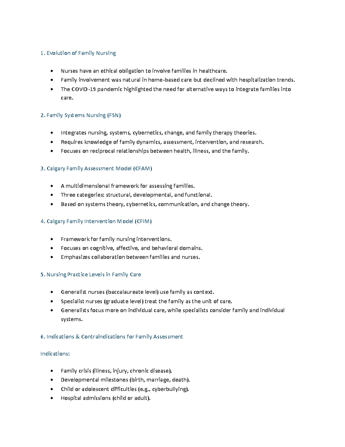 Family Nursing Midterm Notes: Key Concepts and Frameworks - Studocu