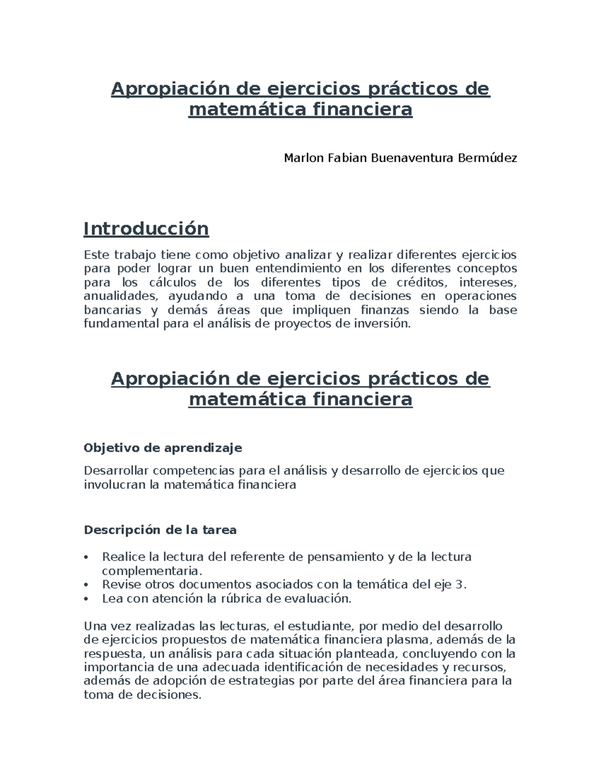 EJE 3: Ejercicios Prácticos de Matemática Financiera - Studocu