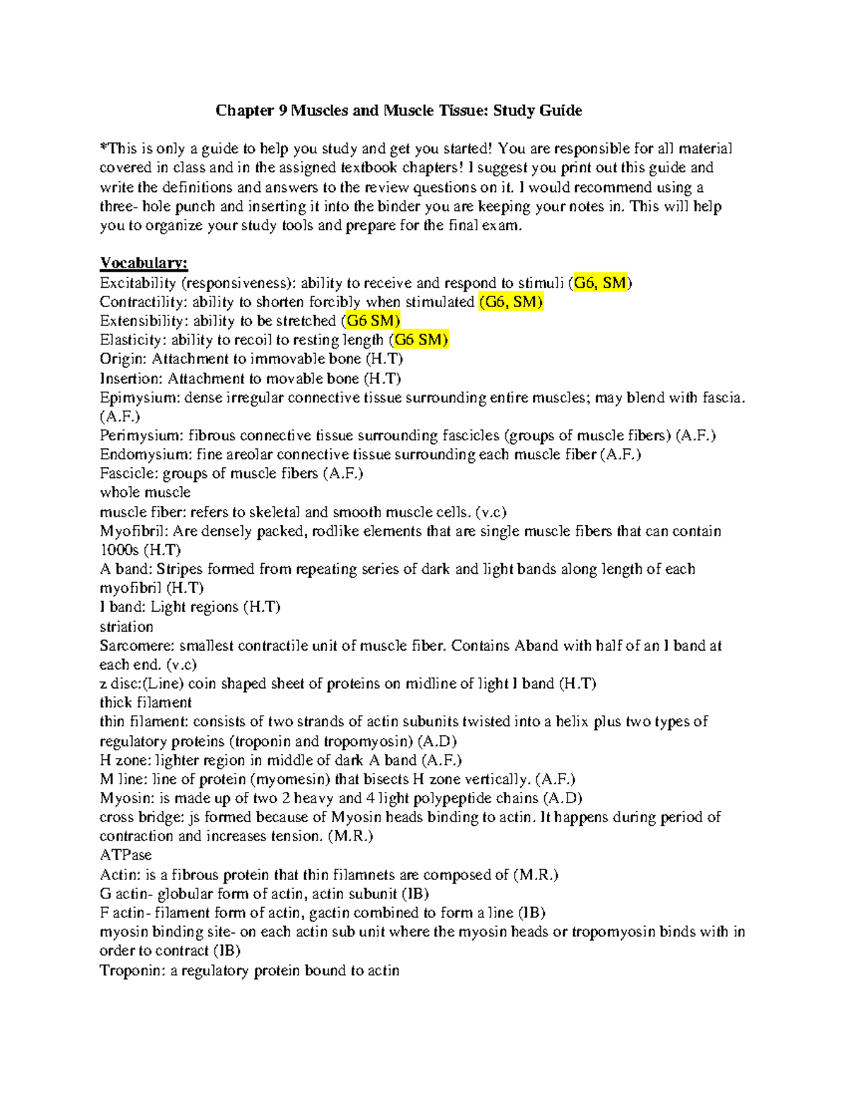 Chapter 9 Study Guide: Muscles and Muscle Tissue Essentials - Studocu
