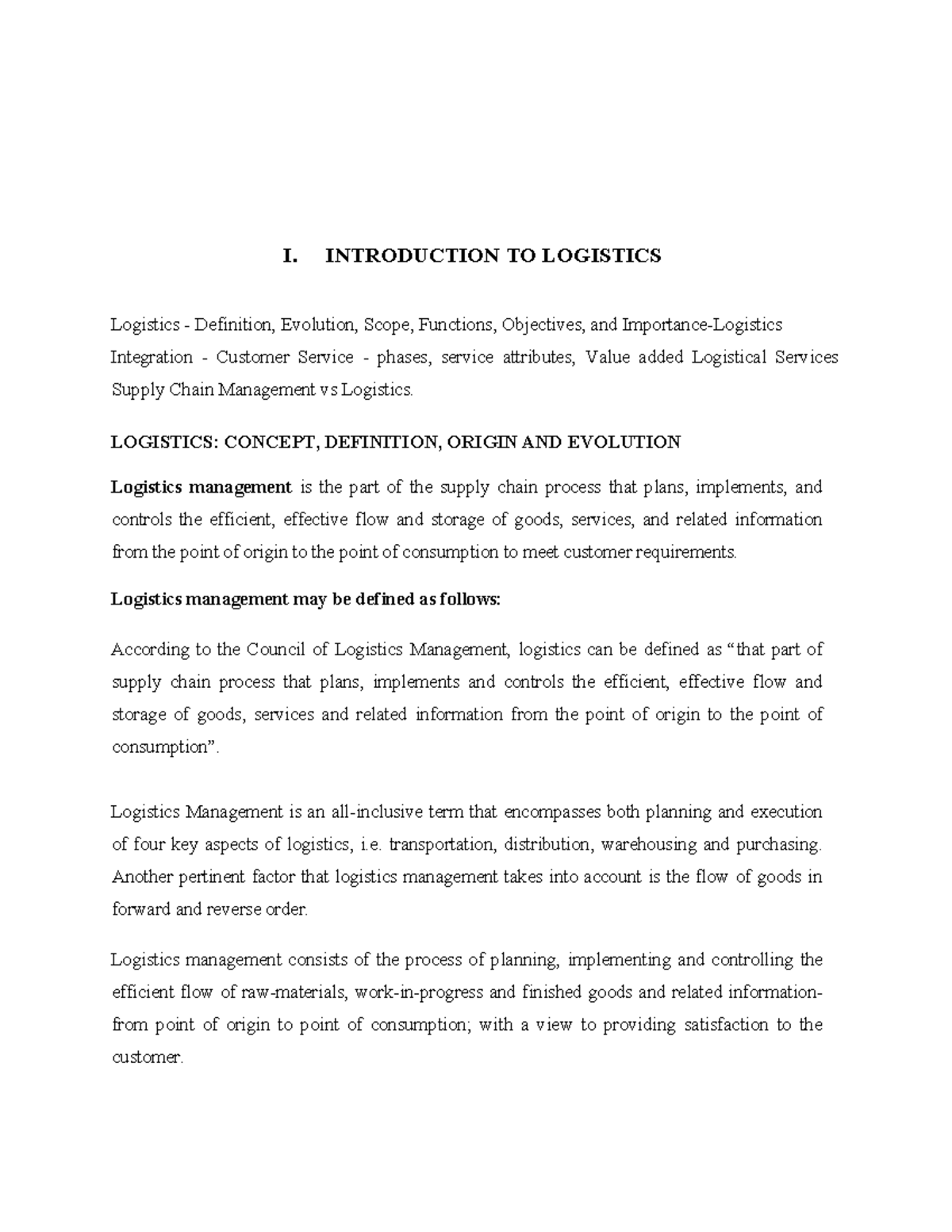 Logistics Management: Definition, Functions, and Evolution (Lesson 1 ...