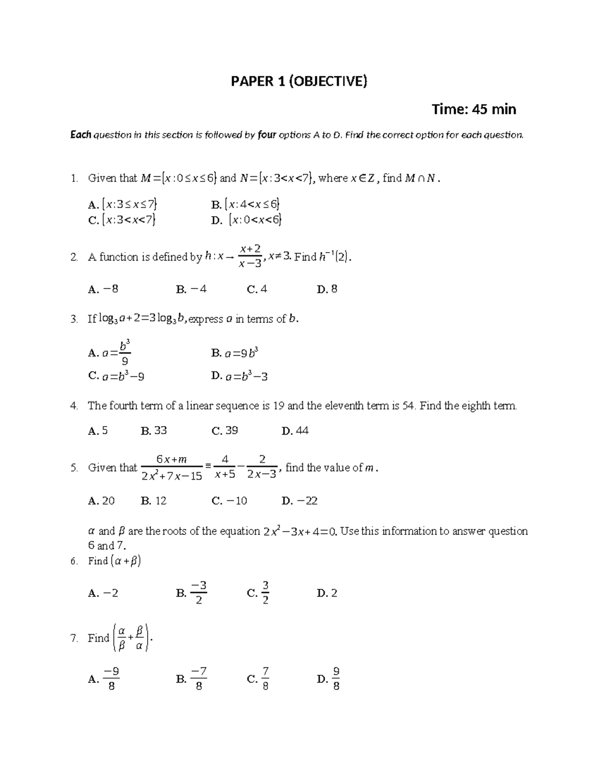 E-Math SHS 2 Paper 2 (THEORY) - 2025 Exam Questions - Studocu