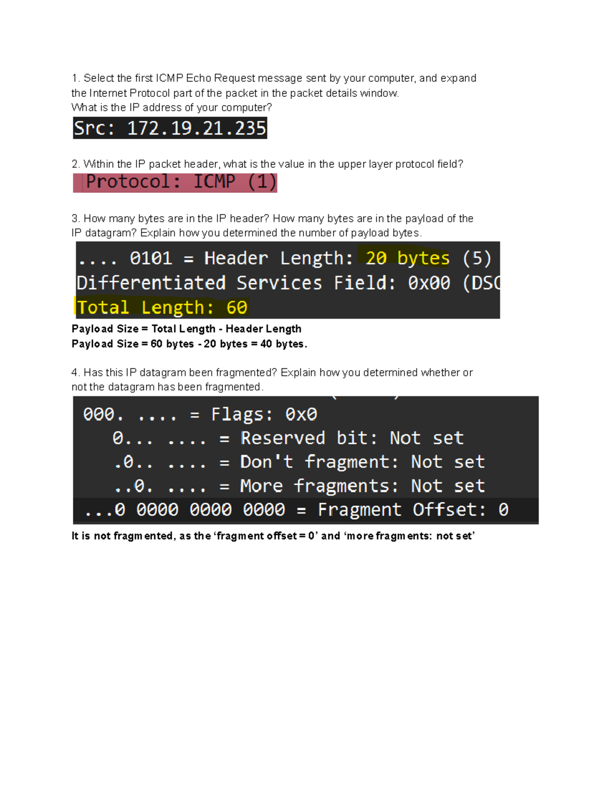 Lab 7 - ICMP Echo Request Analysis and IP Datagram Details - Studocu