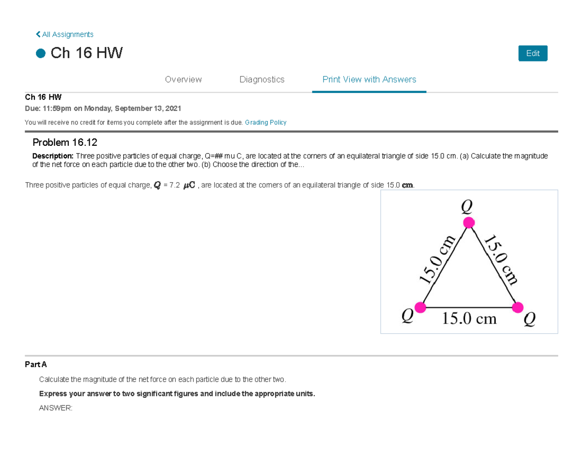 Ch 16 HW - Comprehensive Solutions to Key Physics Problems - Studocu