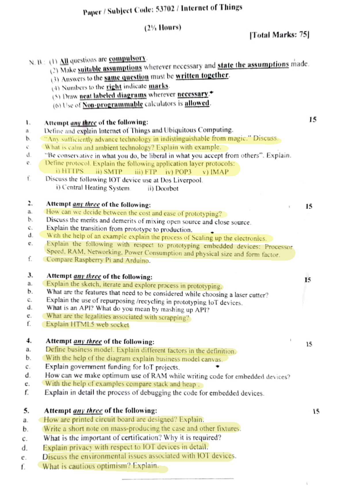 IOT 53702 Question Paper 2022 - Comprehensive Exam Topics - Studocu