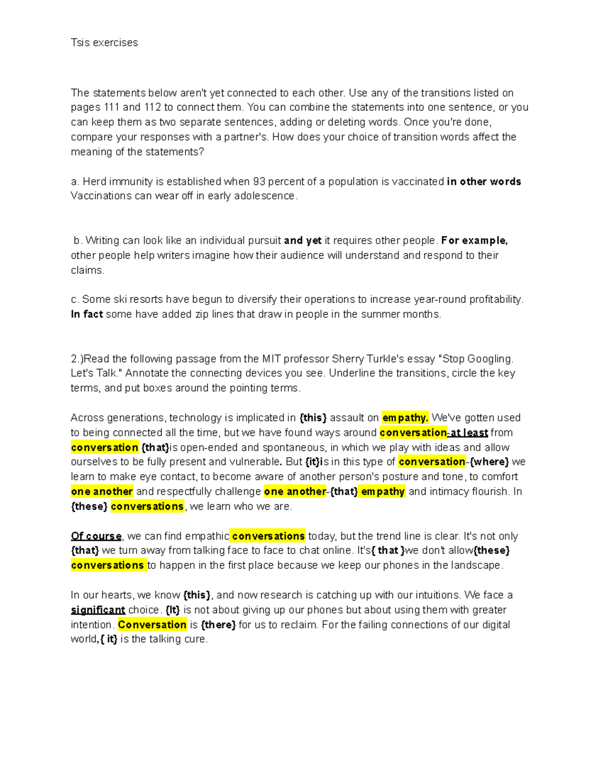 ENG 101 - Connecting Ideas & Empathy in Conversations: Homework ...