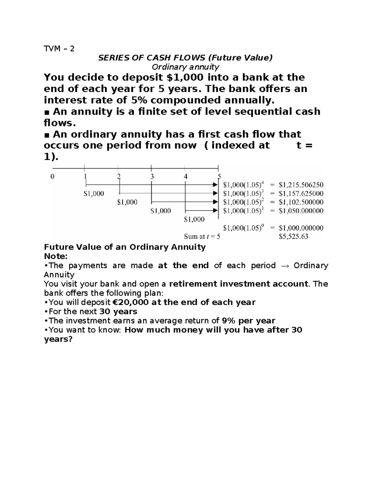 TVM 2: Future Value & Present Value of Cash Flows Explained - Studocu