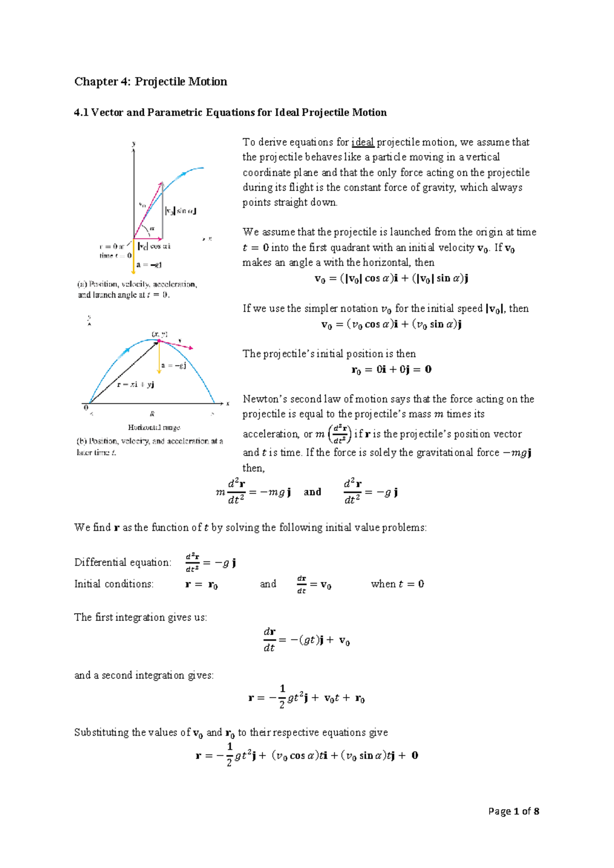 {Lecture Notes} Chapter 4: Understanding Projectile Motion Concepts ...