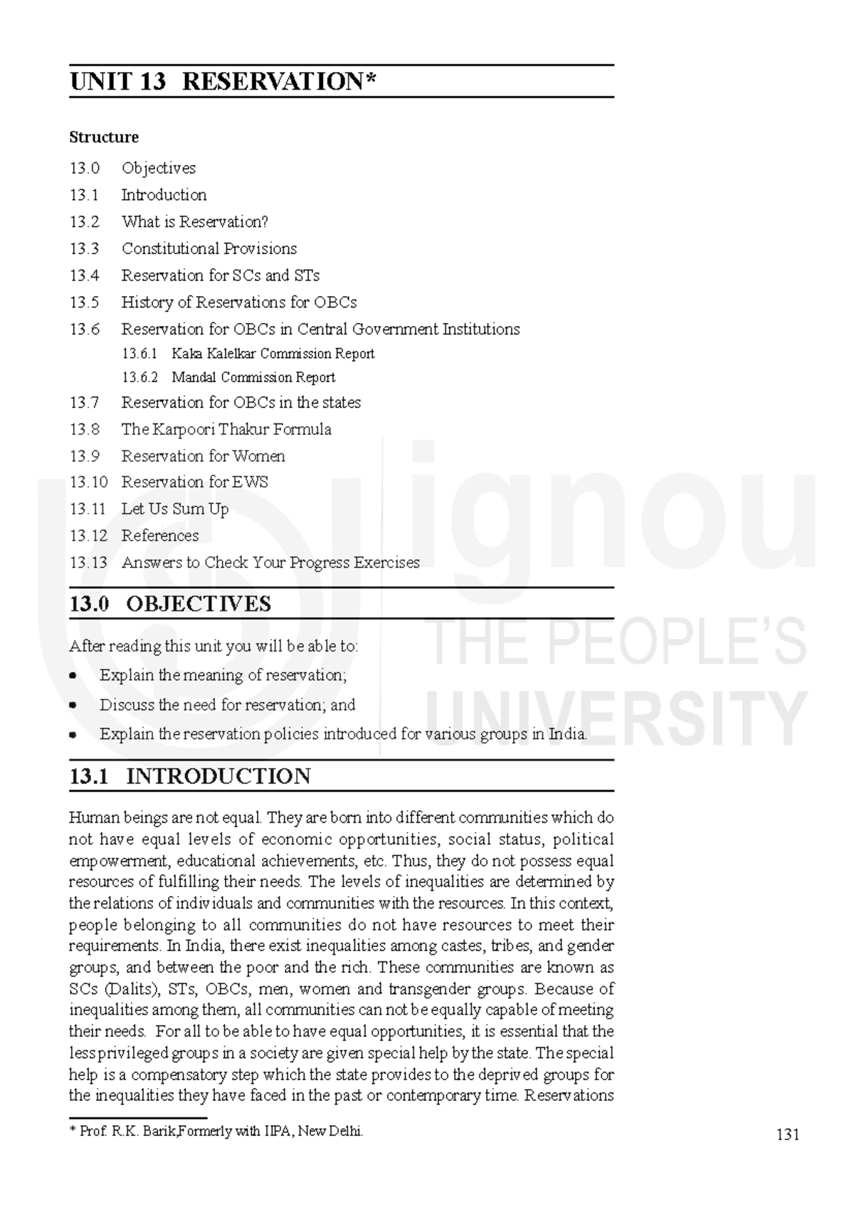 Reservation Policies in India: A Comprehensive Overview (IGNOU) - Studocu