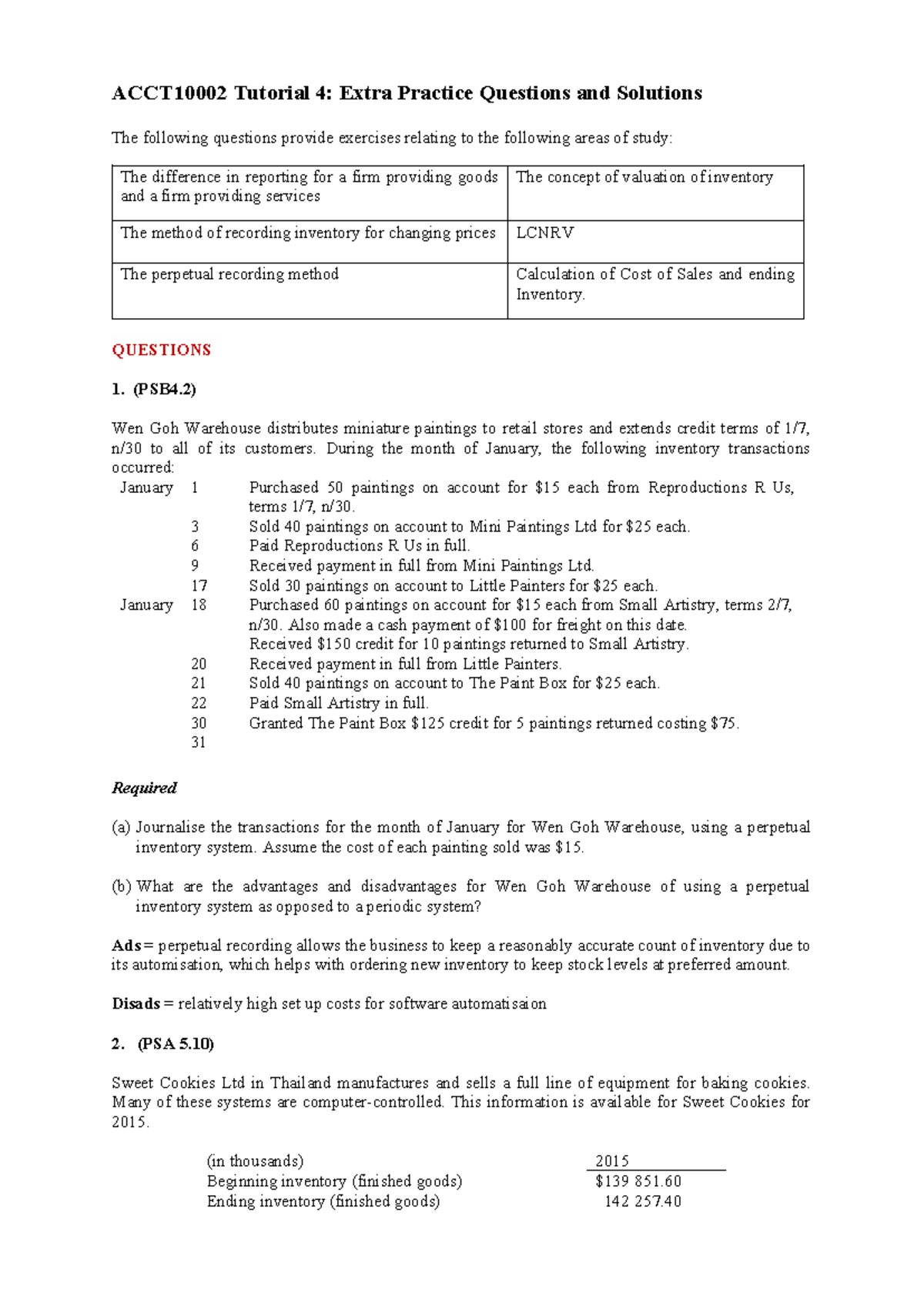 T4: Extra Practice Questions & Solutions for Accounting Concepts - Studocu