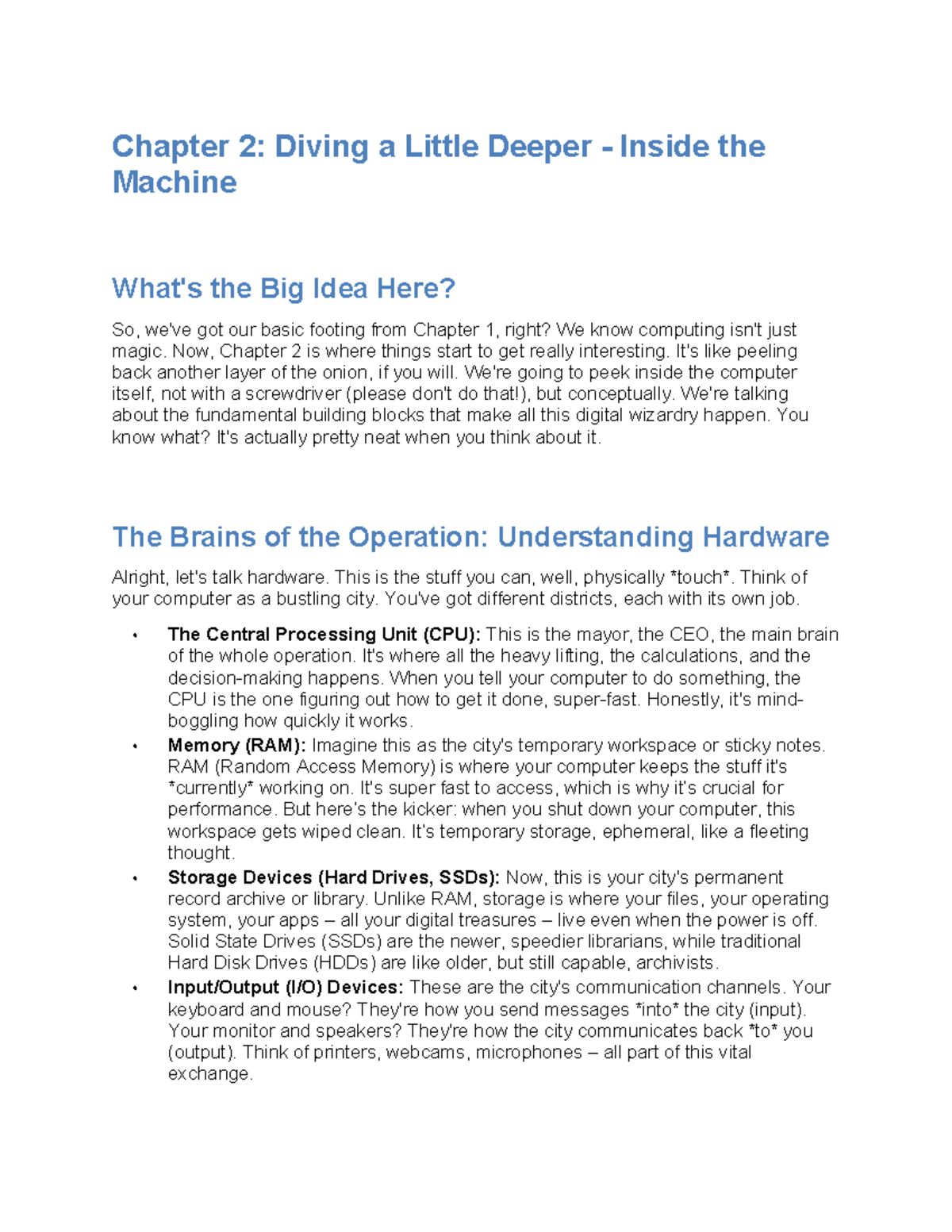 Intro to Computing - Chapter 2: Understanding Hardware and Binary - Studocu